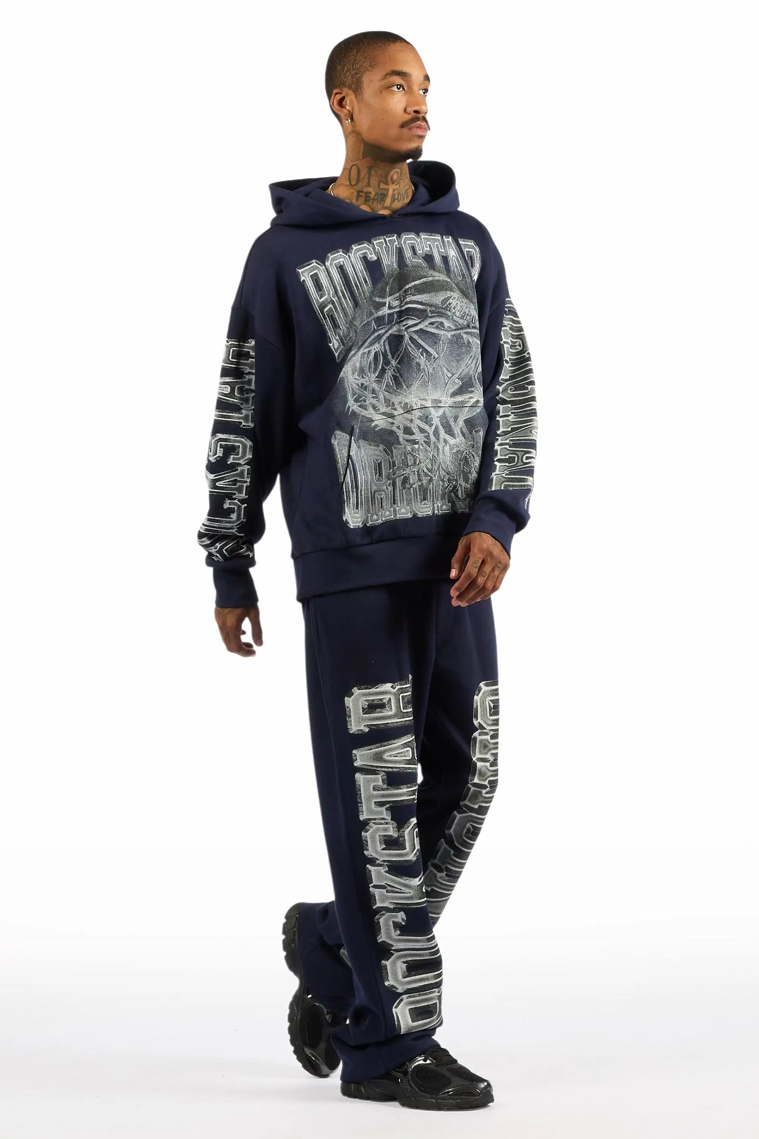 Rleague Navy Hoodie/Baggy Pant Track Set