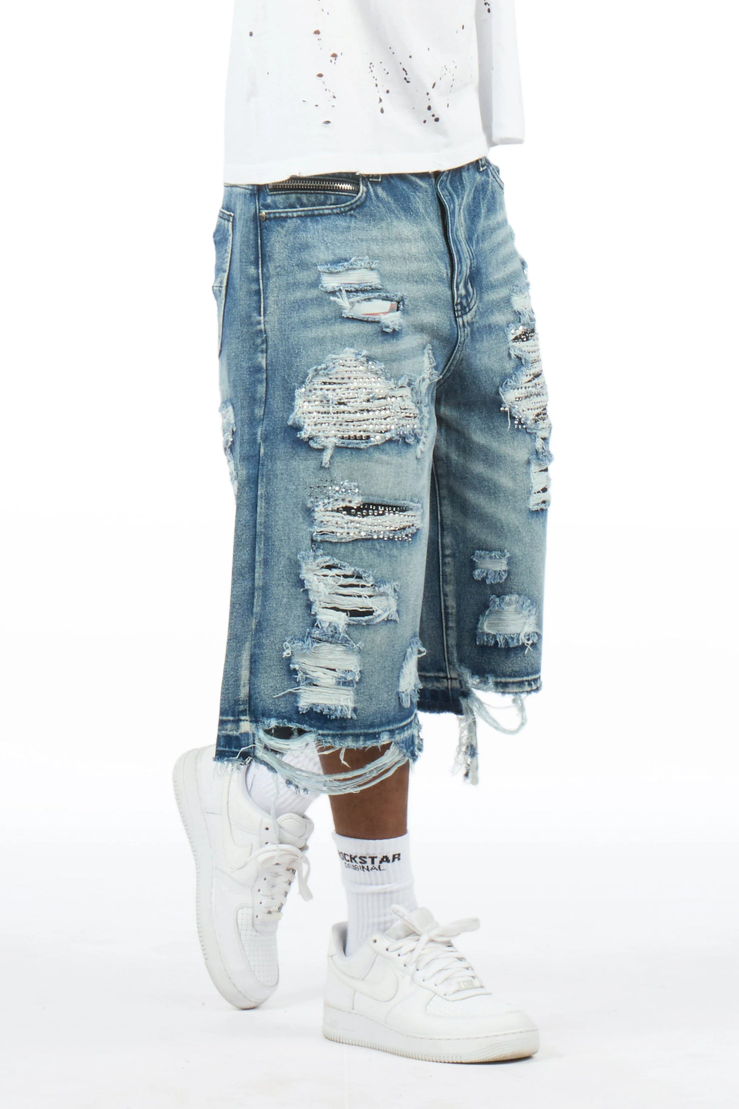 Mathey Medium Blue Rhinestone Jort