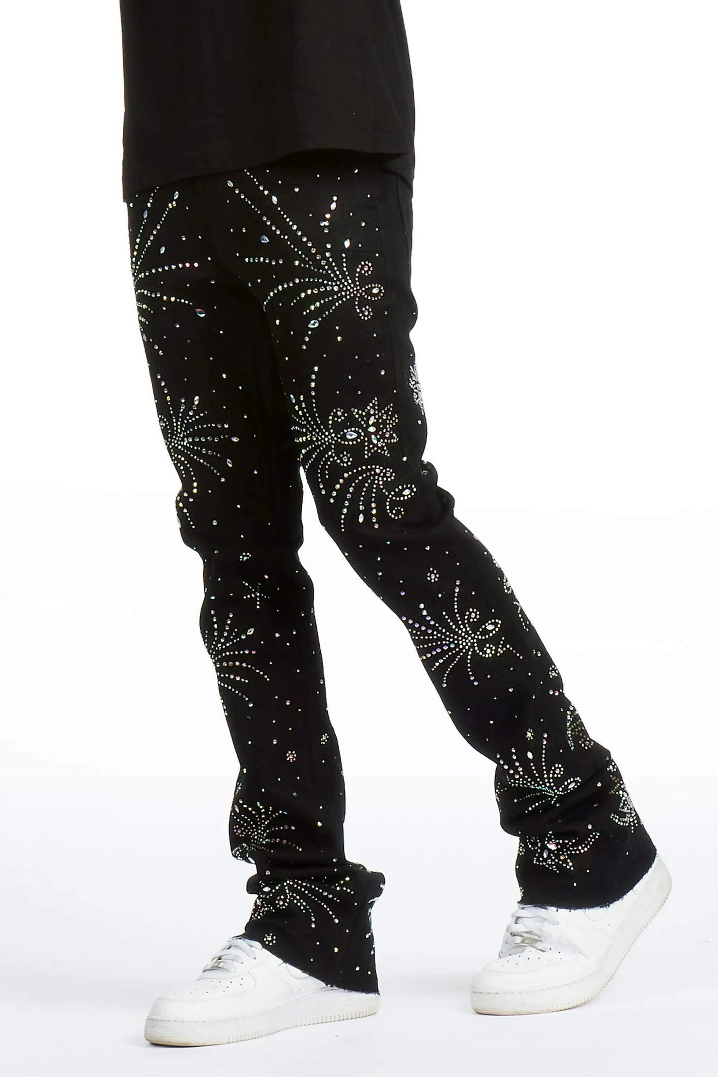 Firework Black Rhinestone Stacked Fit Jean