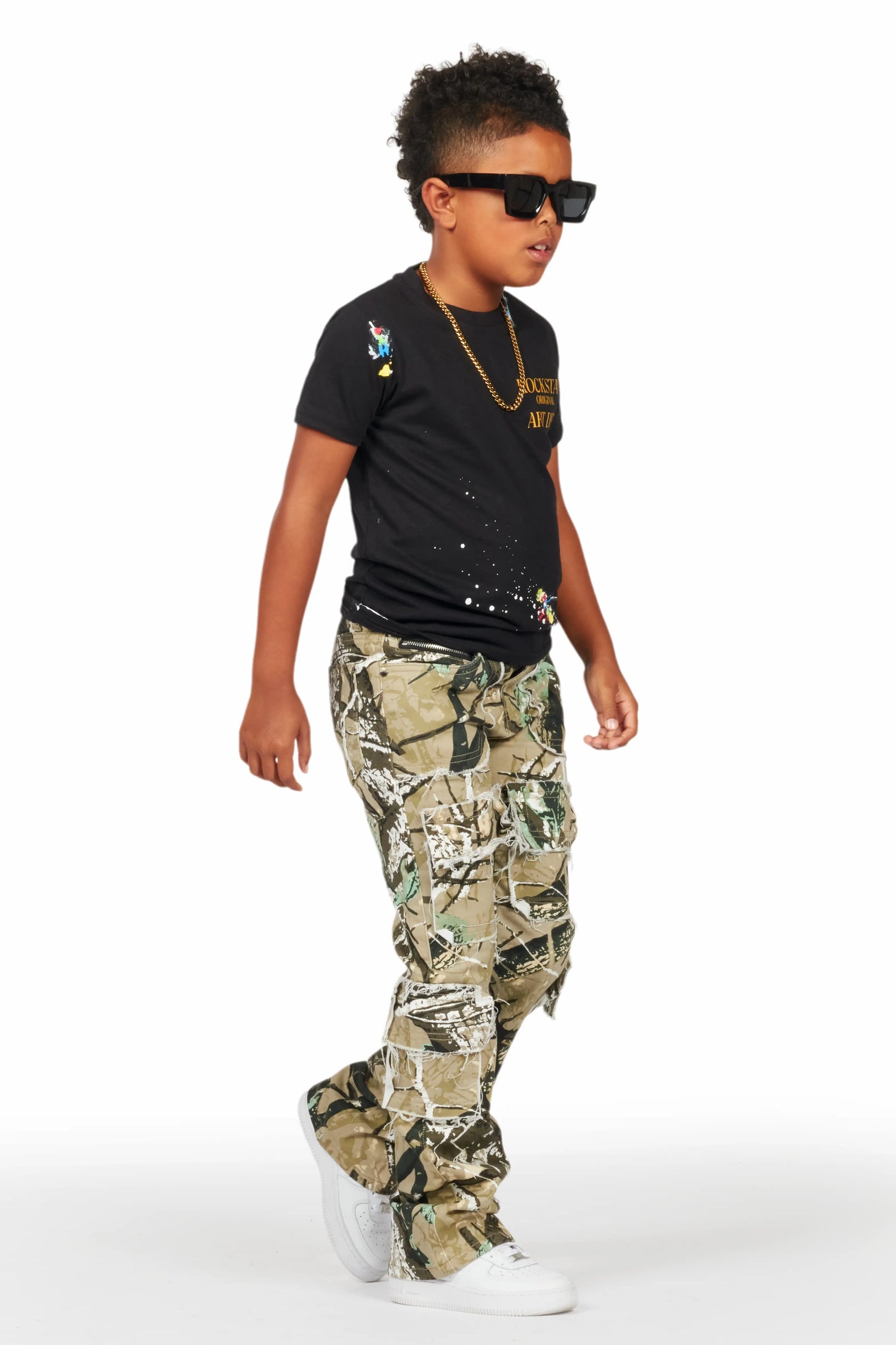 Boys Adril Tree Camo Skinny Fit Cargo Jean