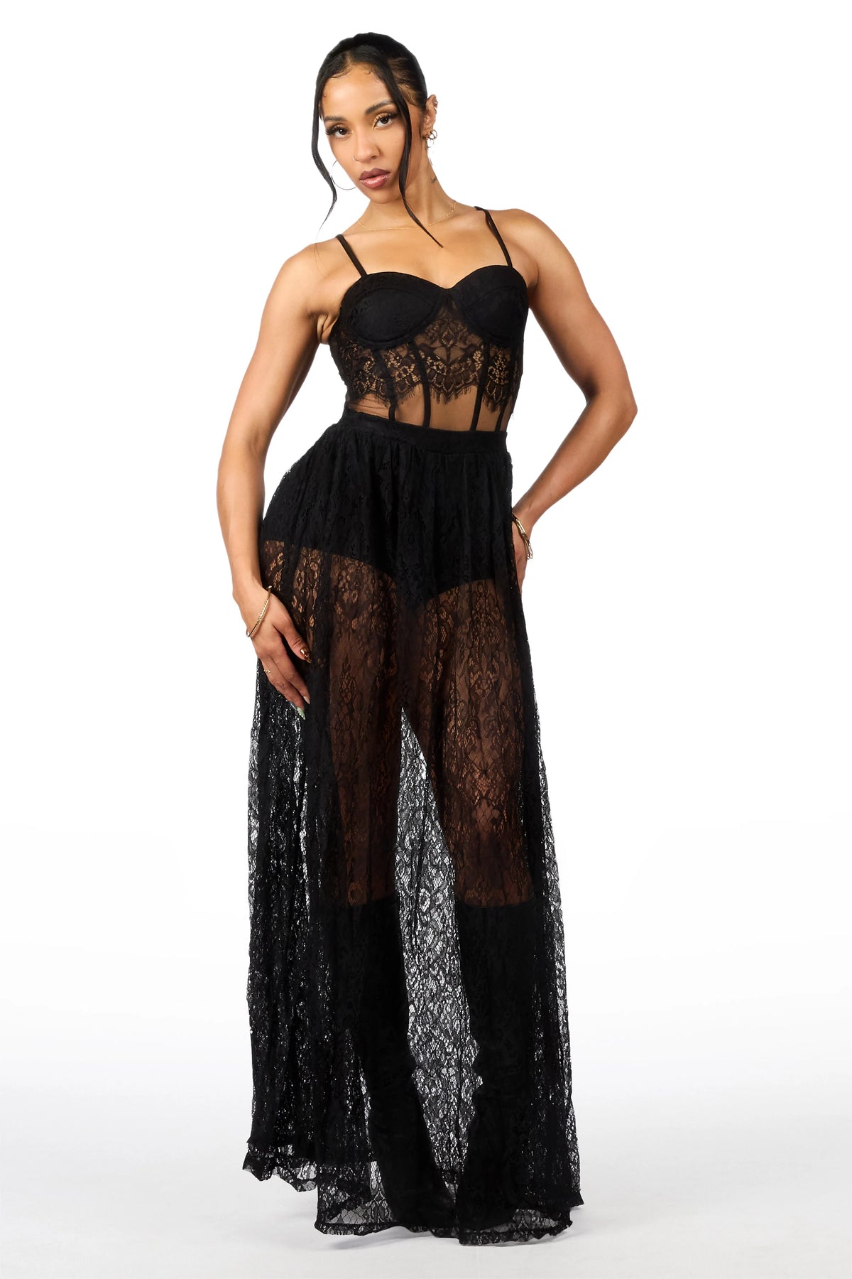 Max'd out Lace Black Maxi Dress