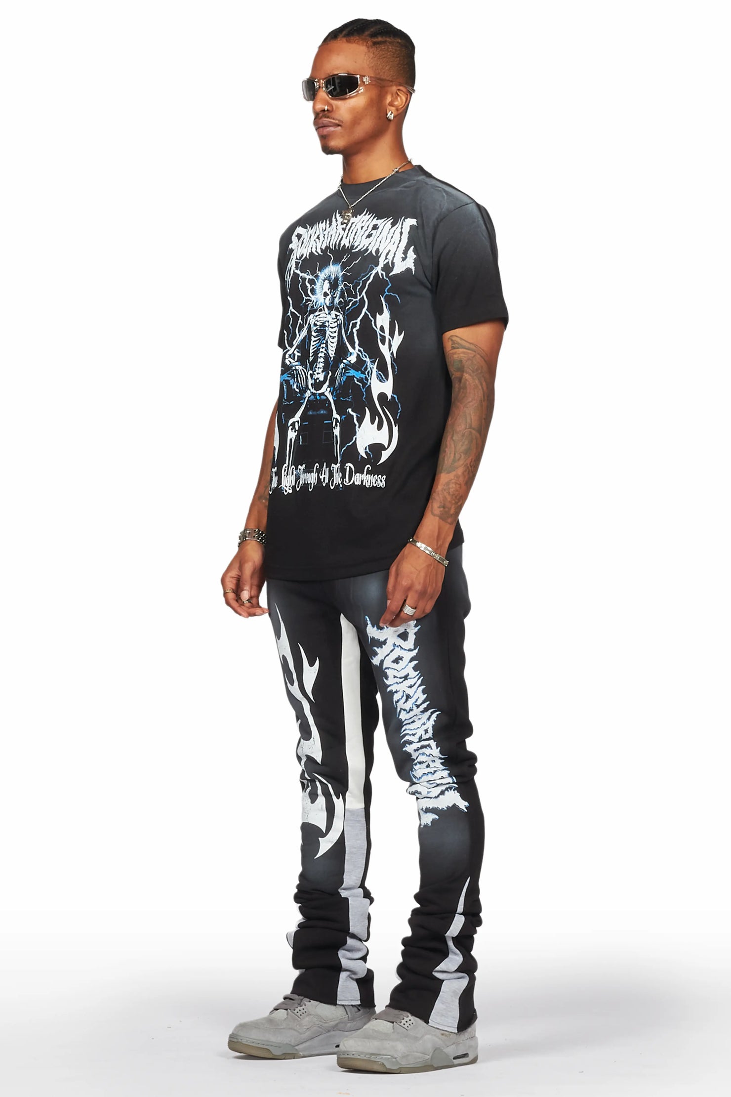 Deathrow Black T-Shirt/Super Stacked Flare Pant Set