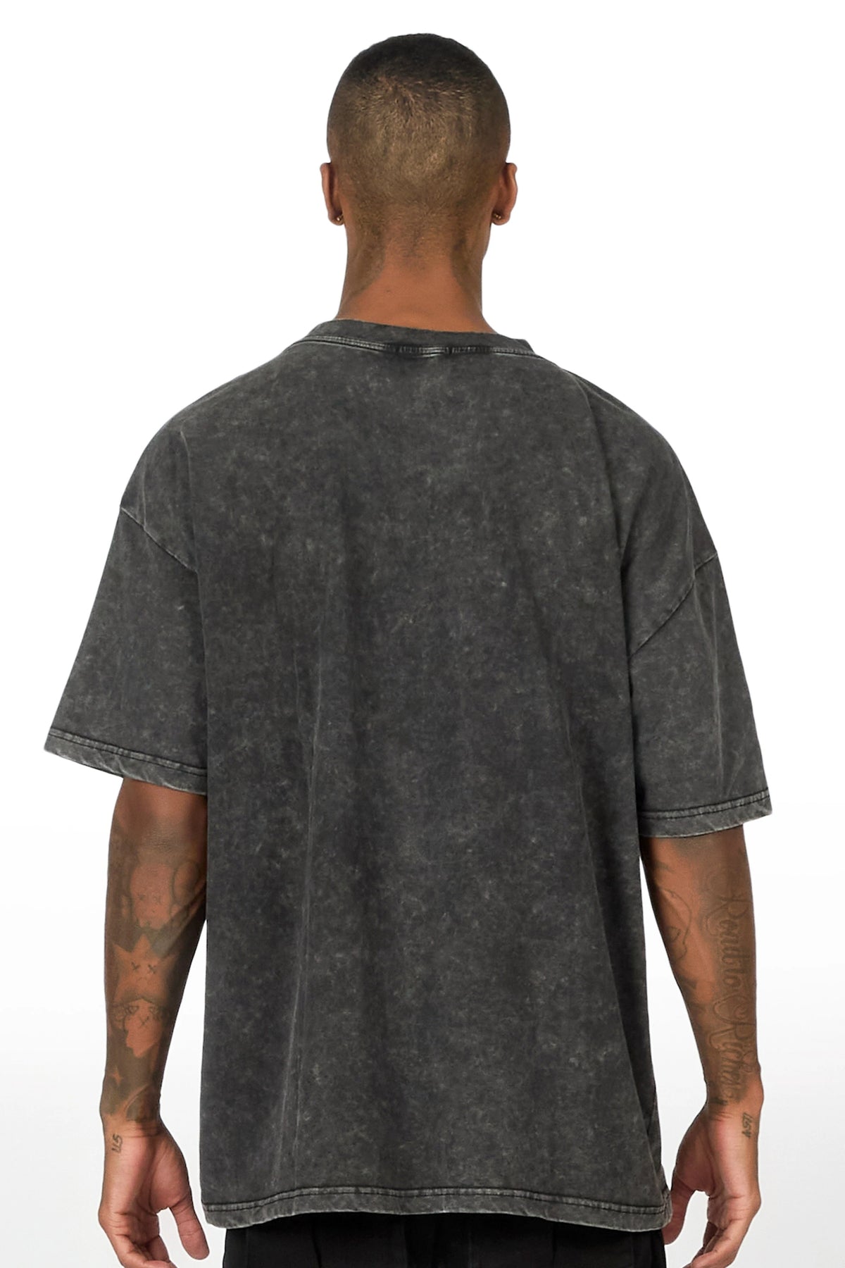 Move In Silence Black Rhinestone Oversized Graphic T-Shirt