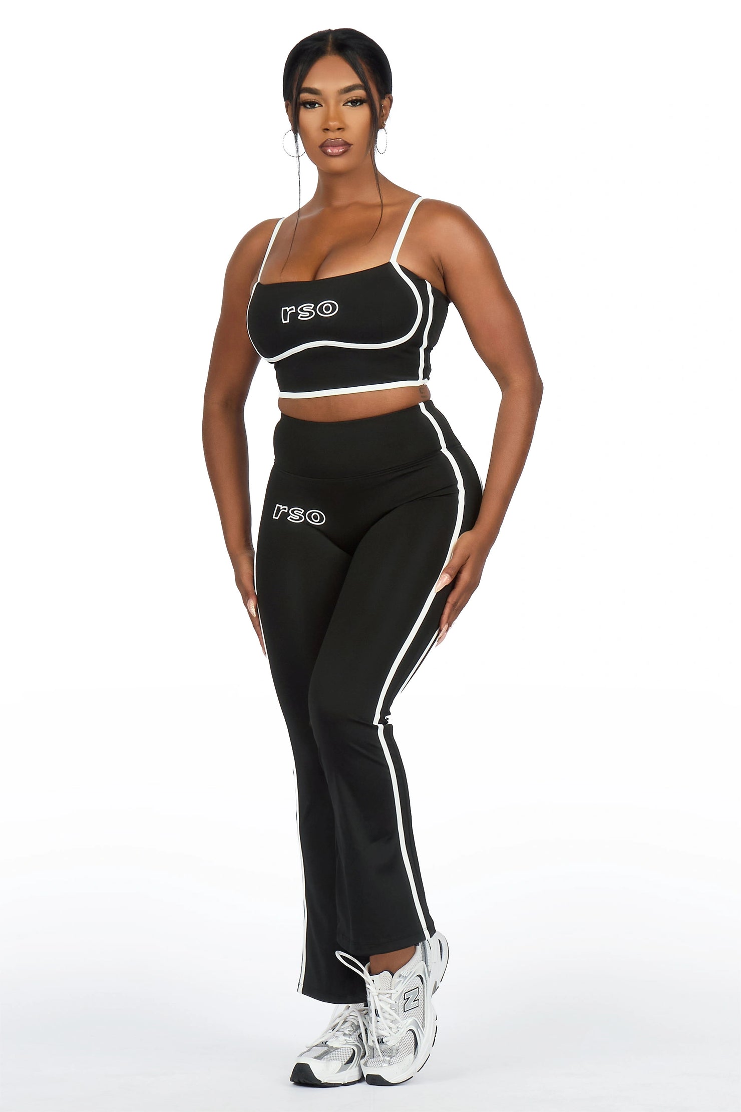Karmen Black Tank Active Flare Pant Set