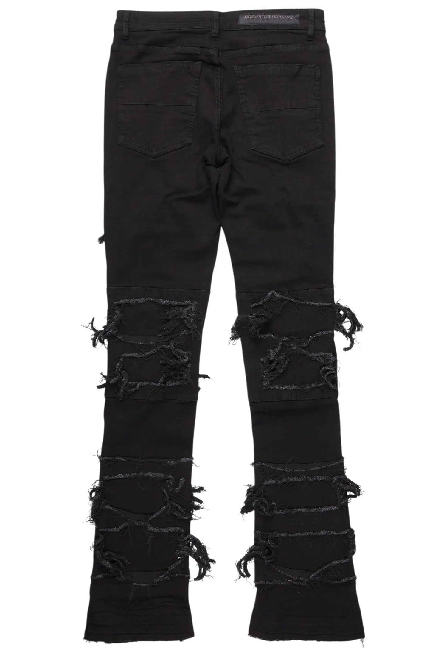 Vasco Jet Black Stacked Flare Jean