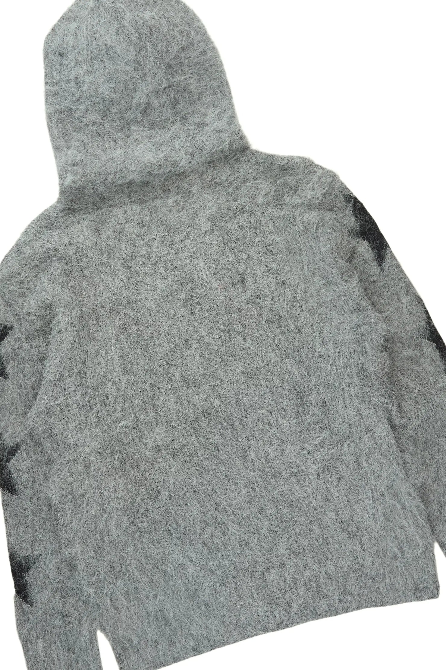 Allstar Grey Hoodie Stacked Flare Knitted Mohair Track Set