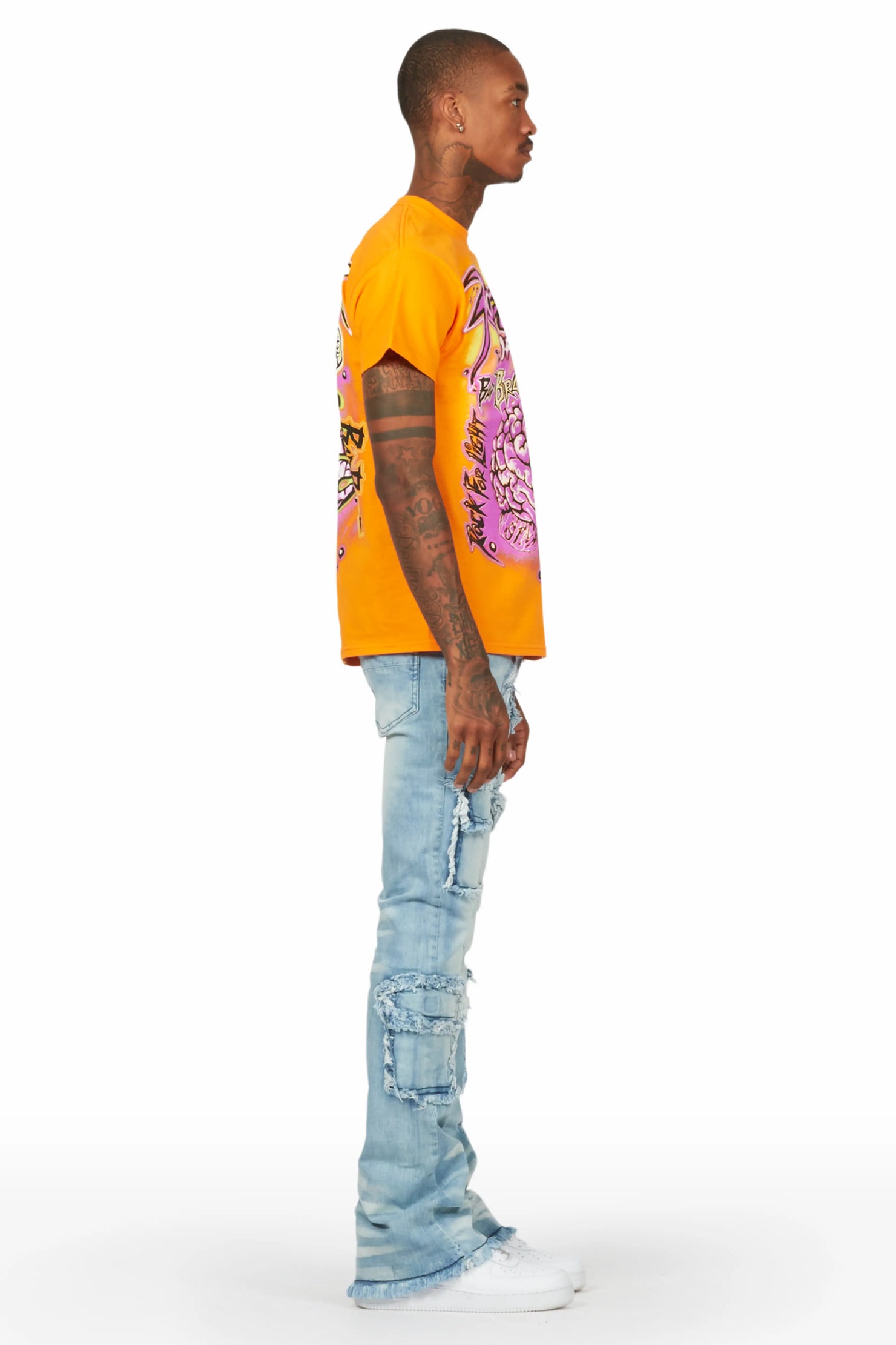 Savino Blue Stacked Flare Cargo Jean