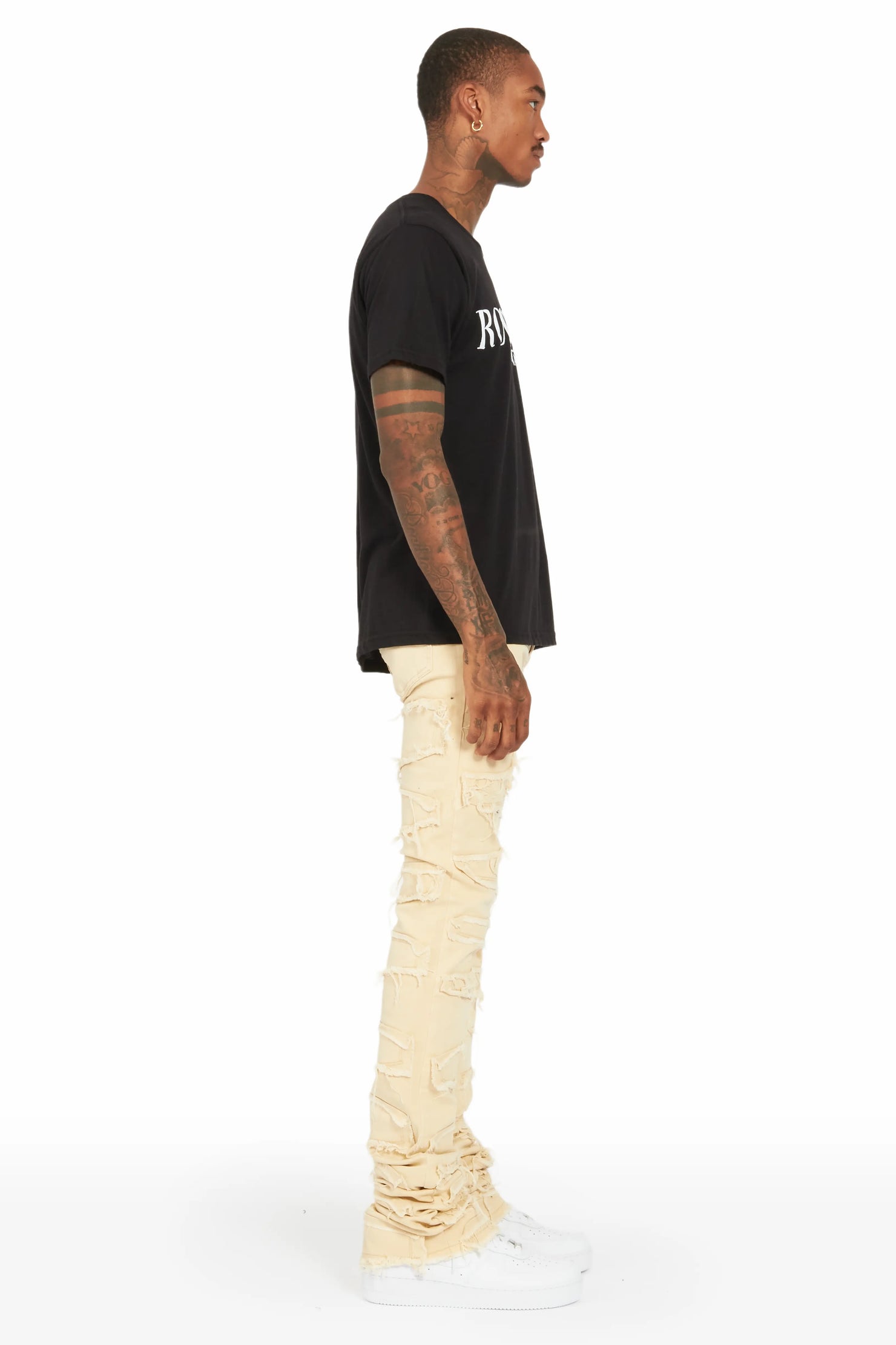Hallie Beige Super Stacked Flare Jean