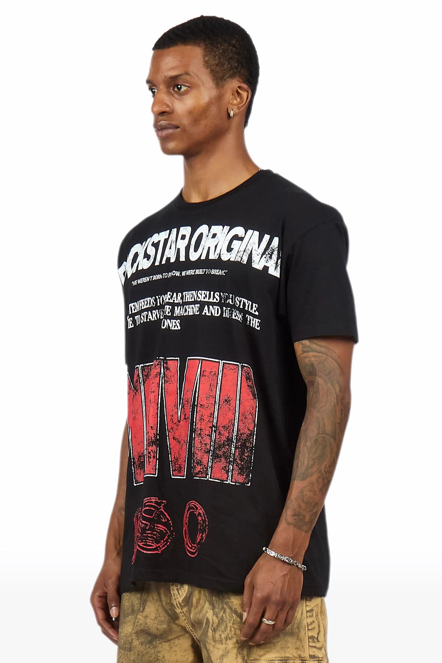 Caezor Black Oversized Graphic T-Shirt