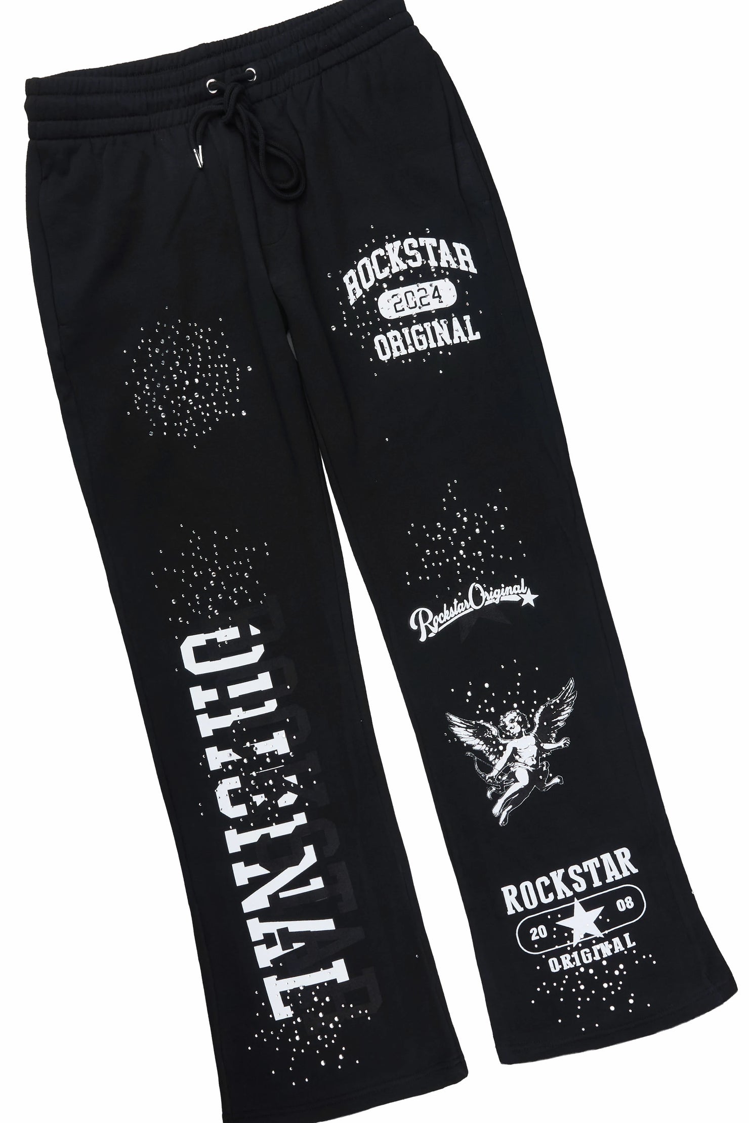 Gutta 2.0 Black Rhinestone Hoodie Relaxed Track Set