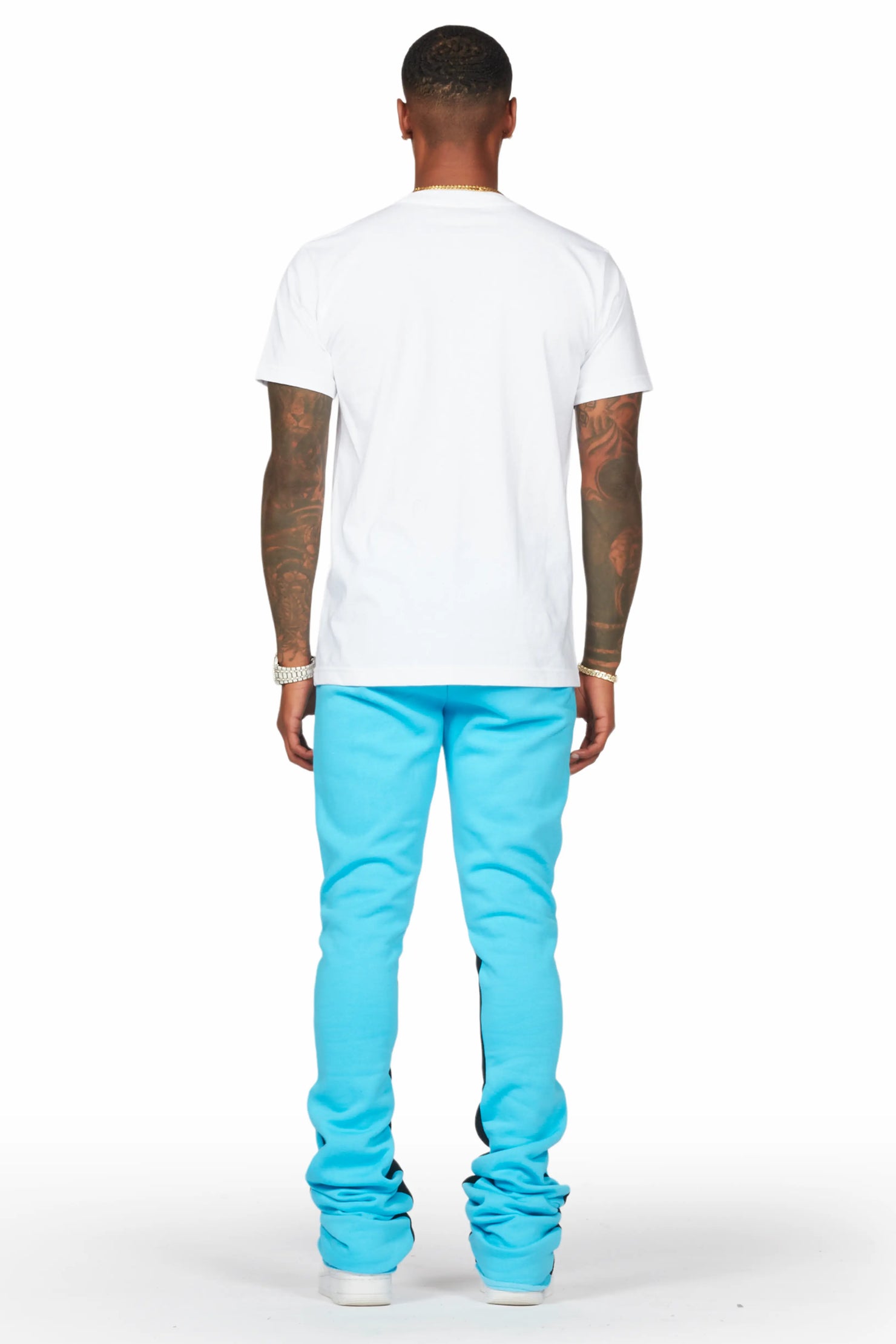 Scottie White/Blue T-Shirt/Super Stacked Flare Track Pant Set