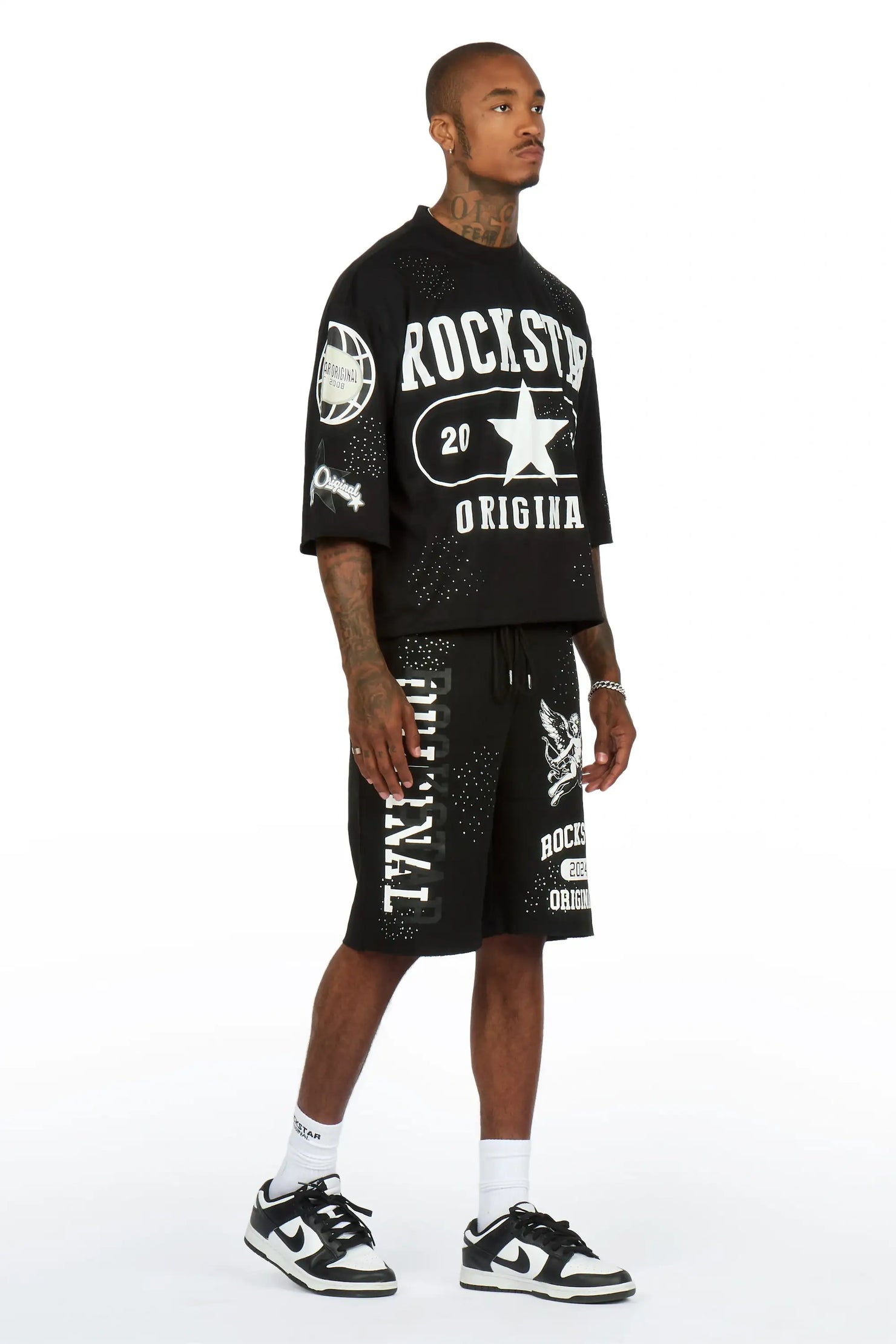 Gutta Black Rhinestone T-Shirt/Short Set