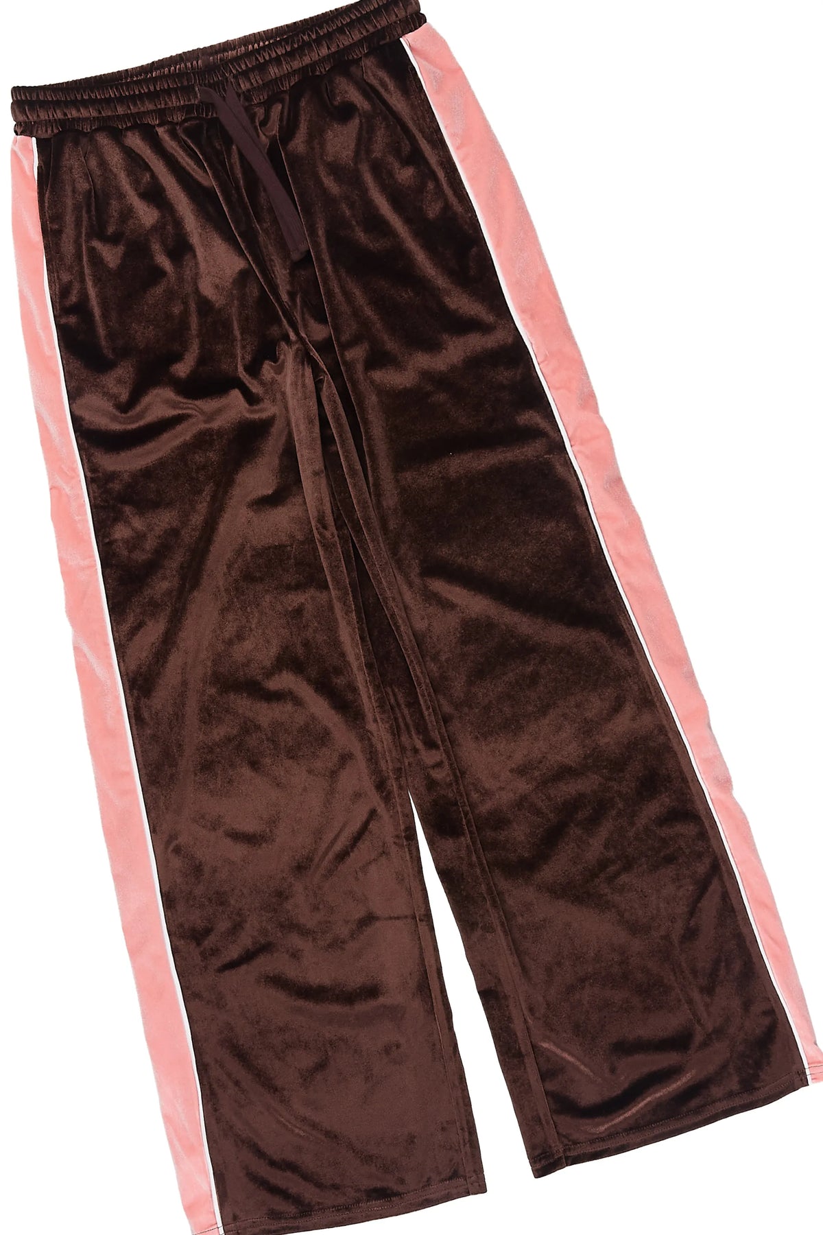 Girls Angeleauxa Chocolate/Pink Zip Up Velour/Baggy Pant Track Set
