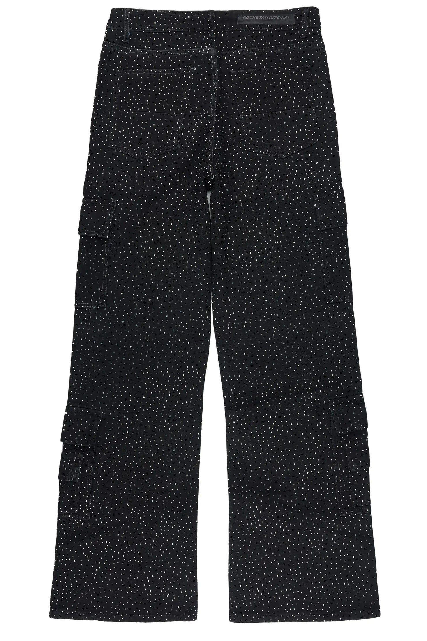 Aeson Black Rhinestone Baggy Fit Jean