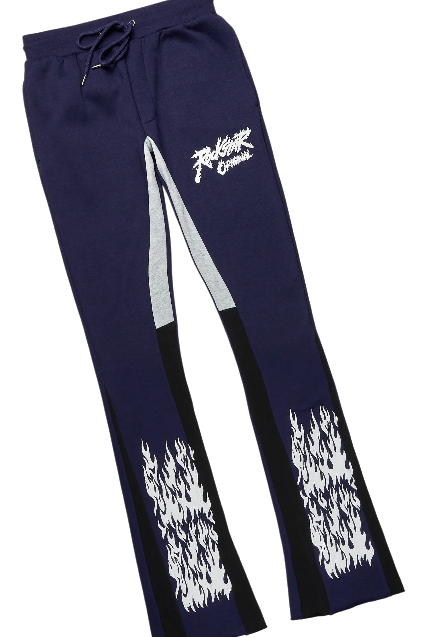 Bubble Navy Stacked Flare Hoodie Track Set