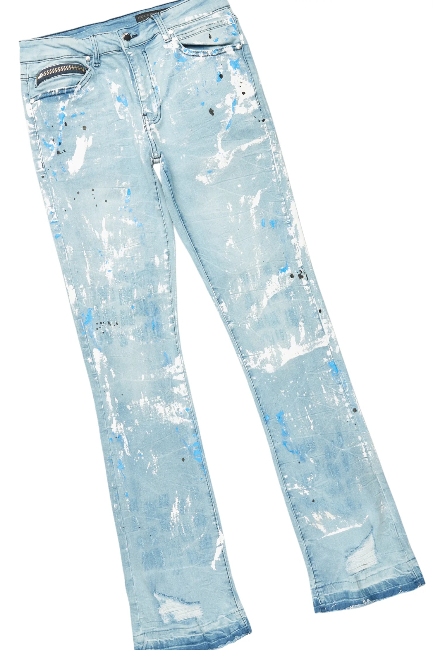 Valar Black/Blue Long Sleeve/Stacked Flare Jean Set