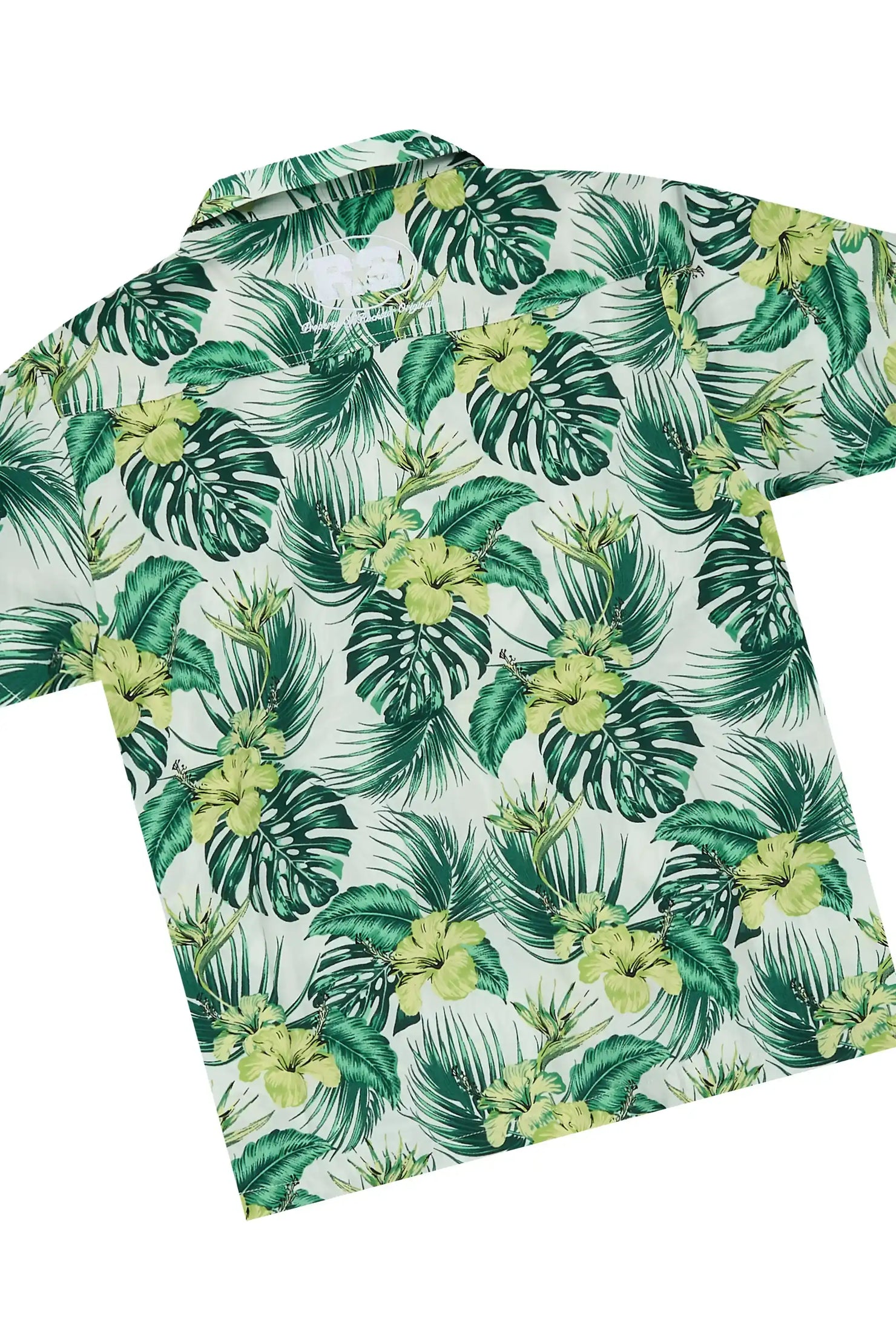 Boys Puka Cream/Green Button Down Shirt/Short Set