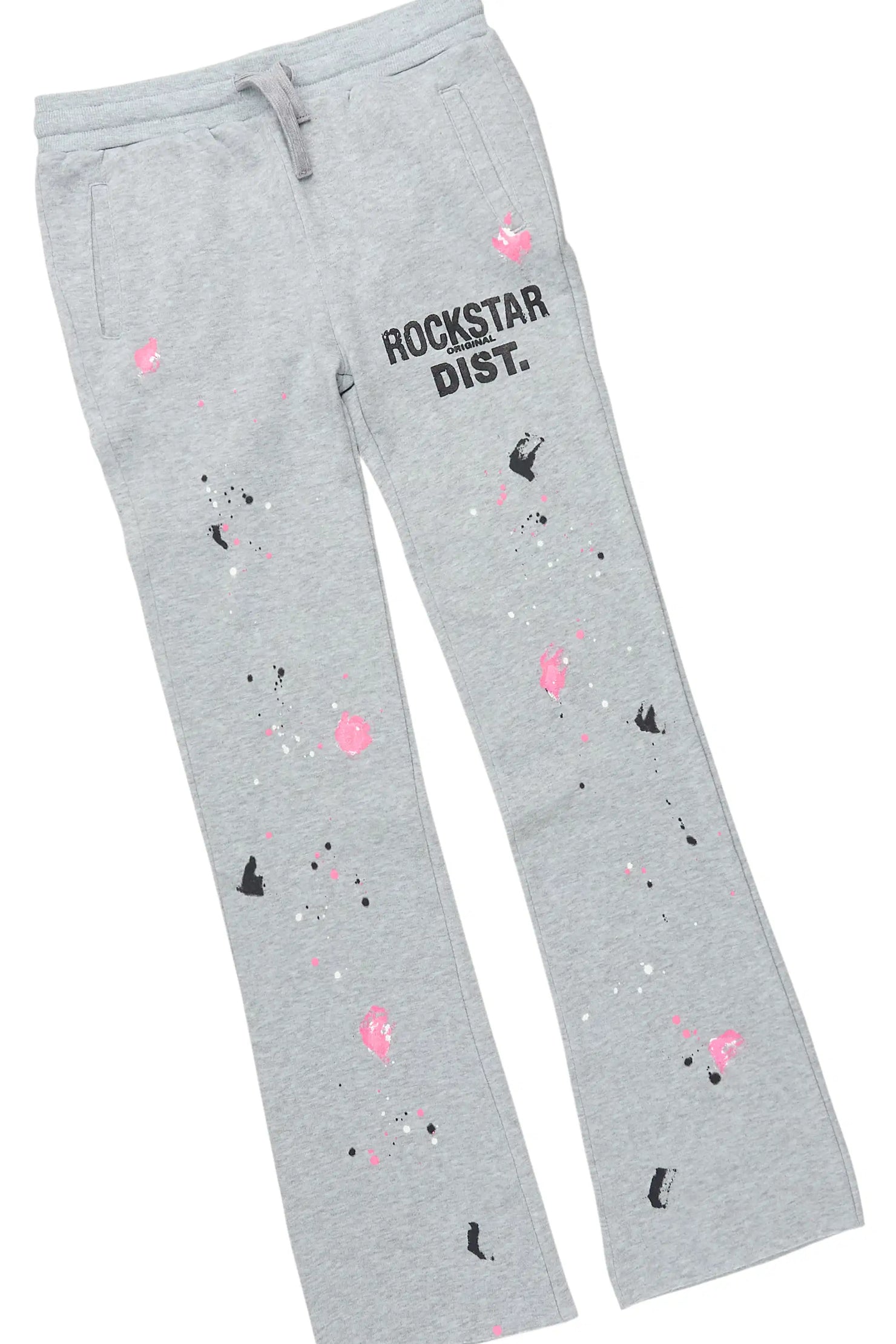 Girls Scatie 2.0 Heather Grey/Pink Hoodie/Stacked Flare Track Set