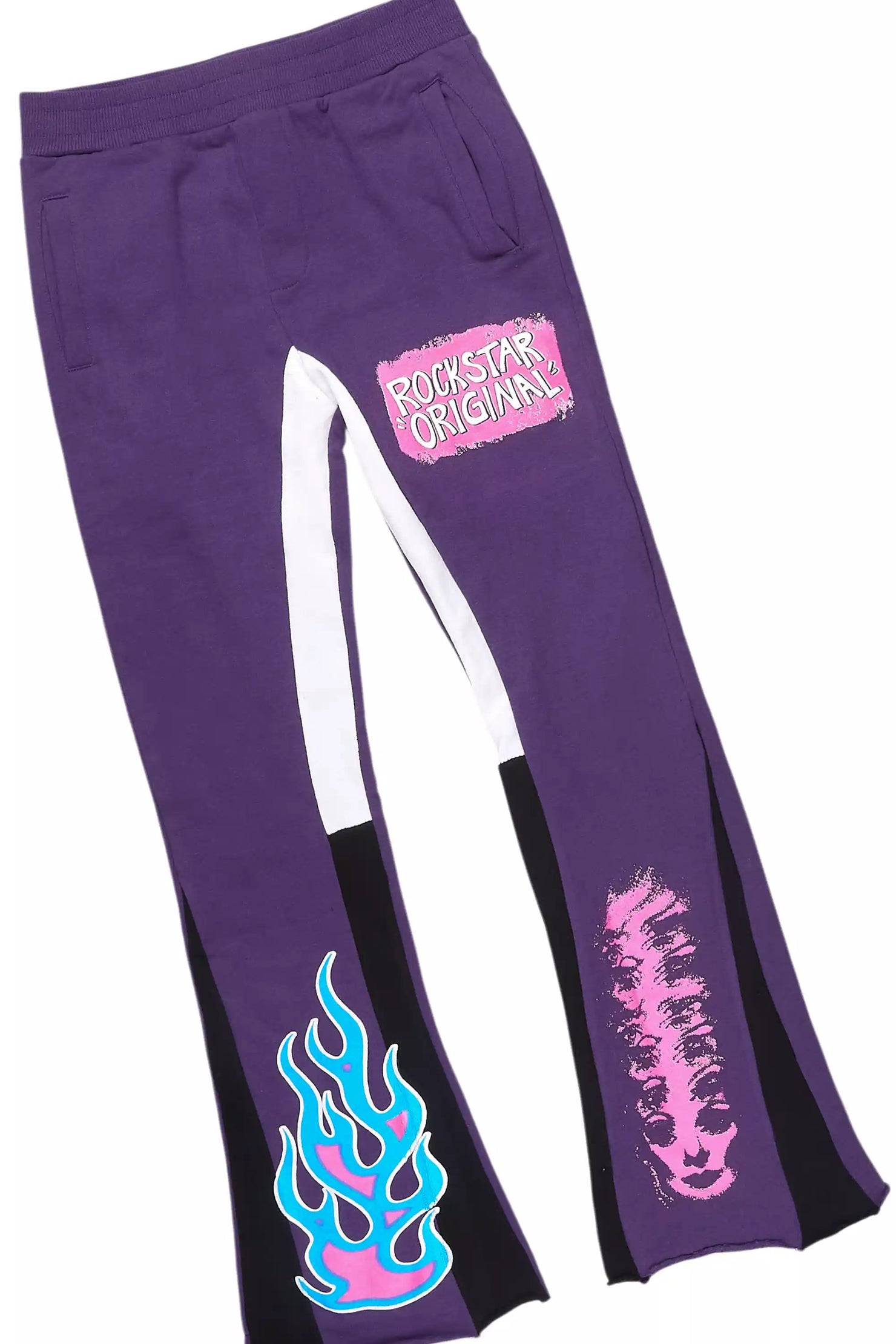 Girls Bridgette Purple/Pink Hoodie Stacked Flare Track Set