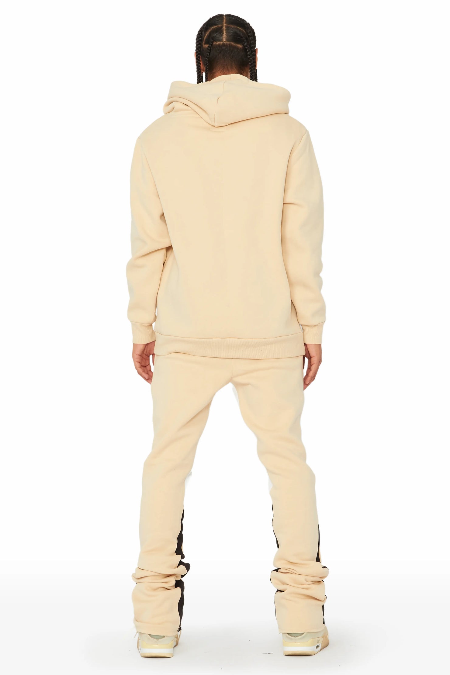 Jaco Beige Hoodie Stacked Flare Pant Track Set