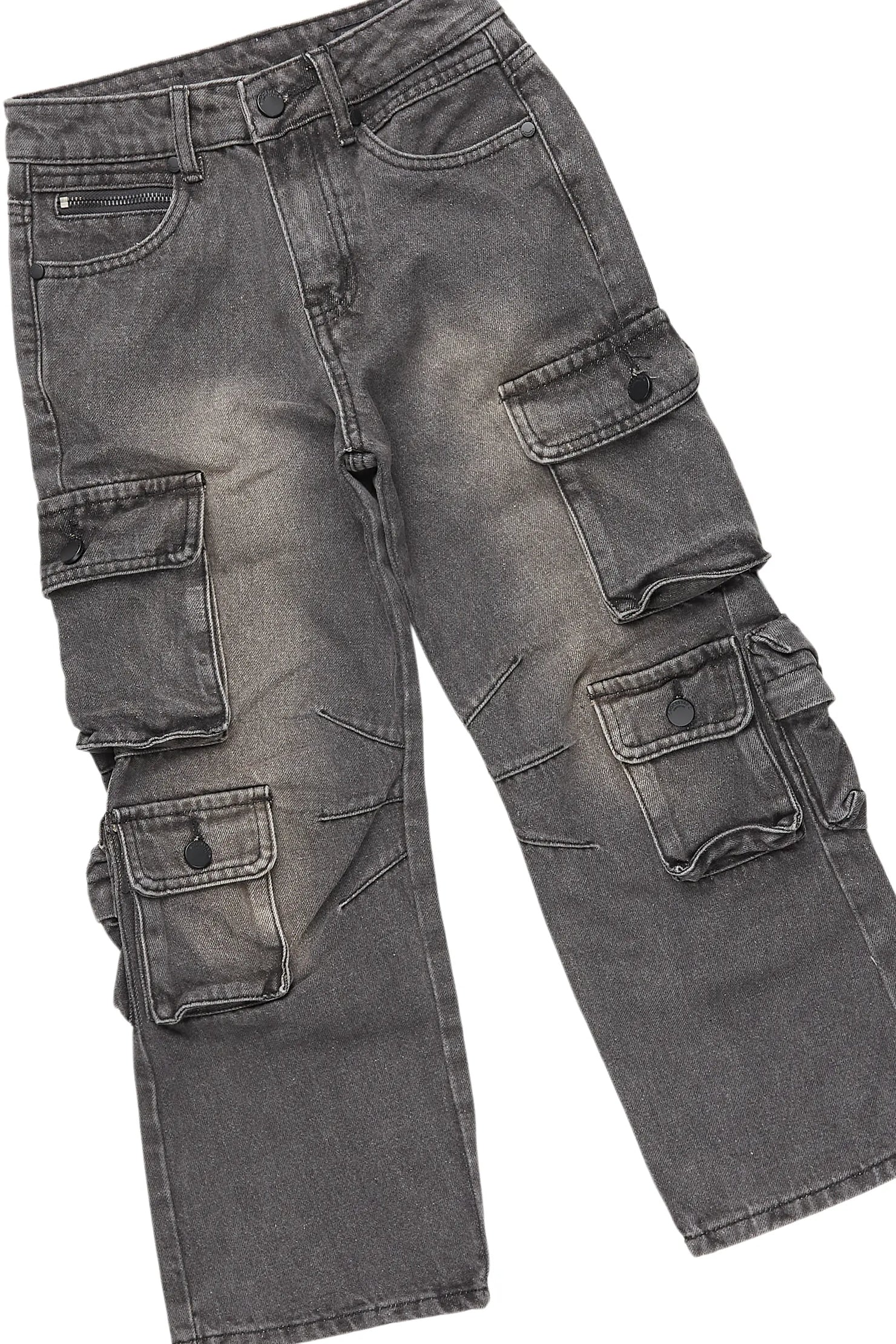 Boys Boaz Light Grey Hoodie/Stacked Flare Jean Set