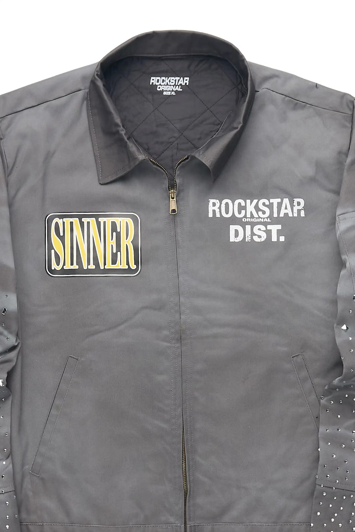 Traval Dark Grey Rhinestone Workman Jacket