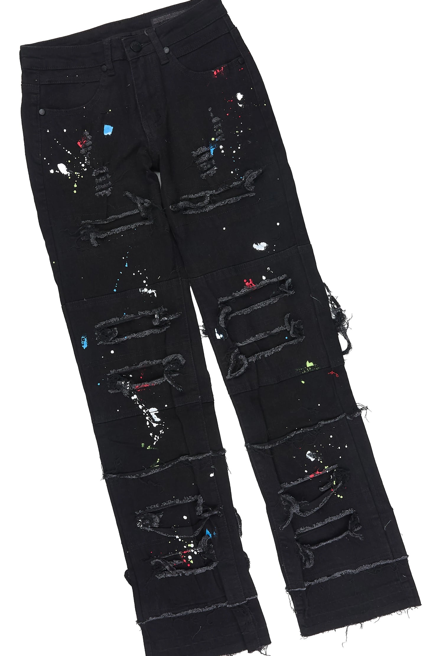 Boys Nitro White/Black Long Sleeve T-Shirt Stacked Frayed Painter Jean Set