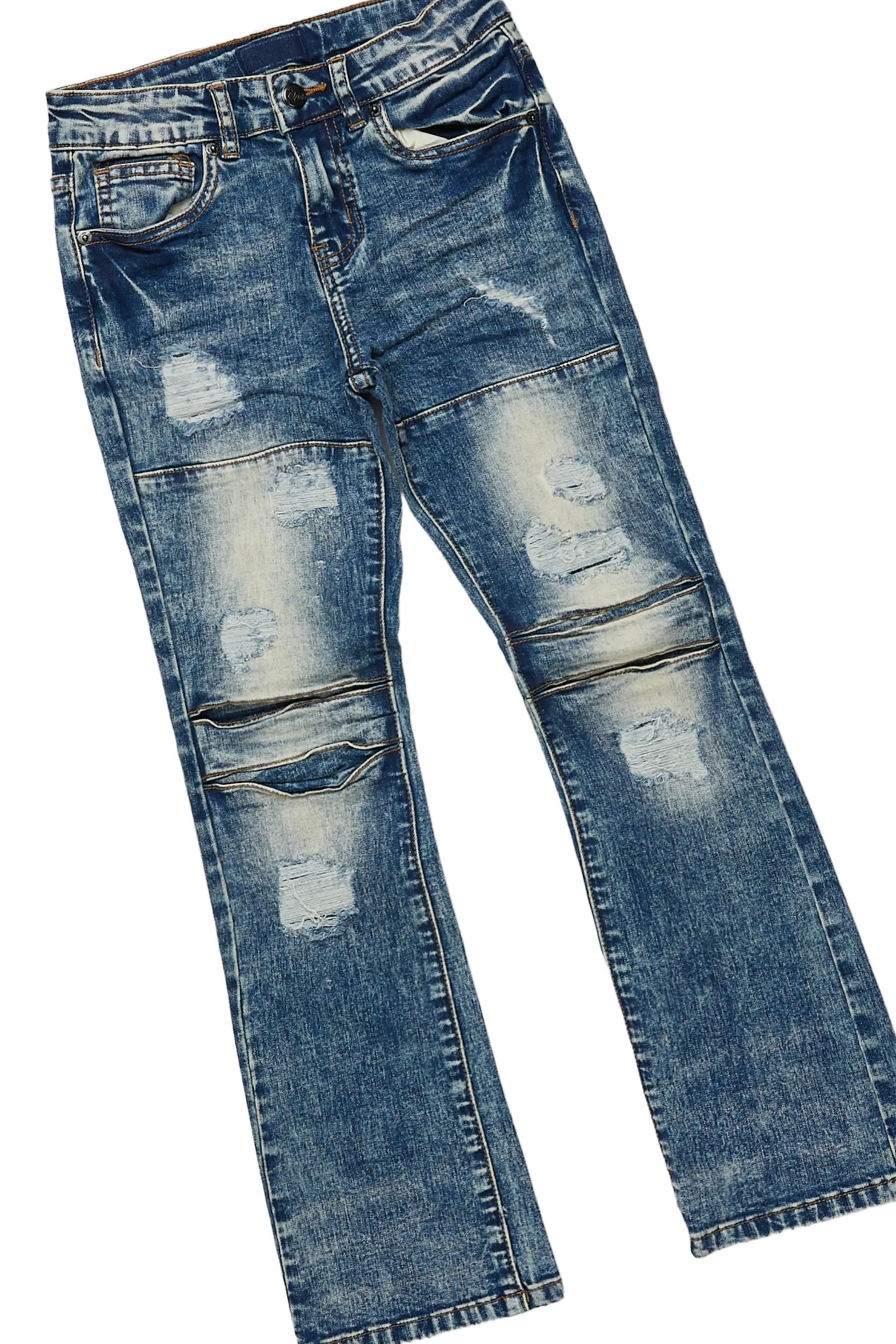 Boys Zaman Grey T-Shirt/Stacked Flare Jean Set