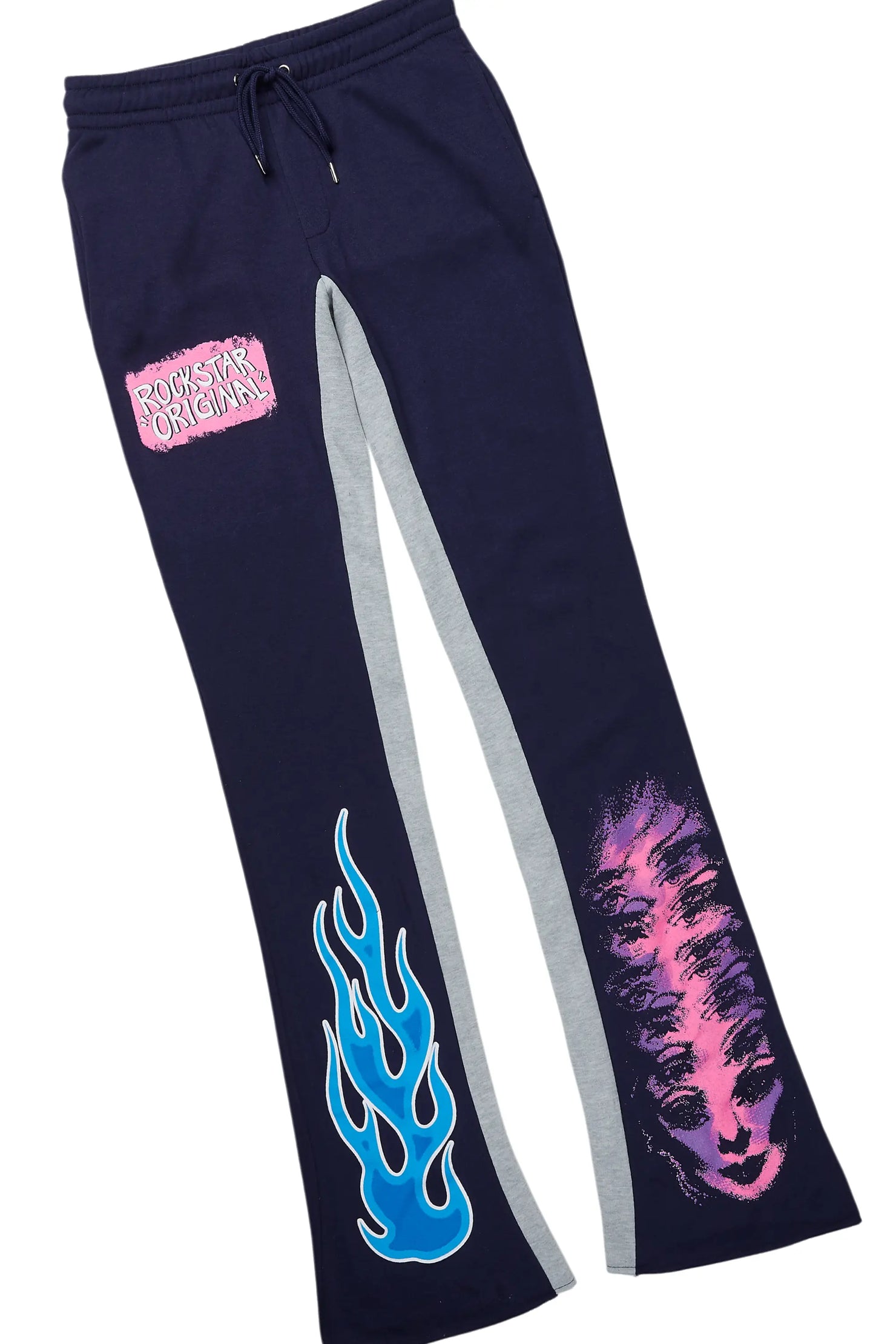 Beno White/Navy T-Shirt/Baggy Stacked Pant Set