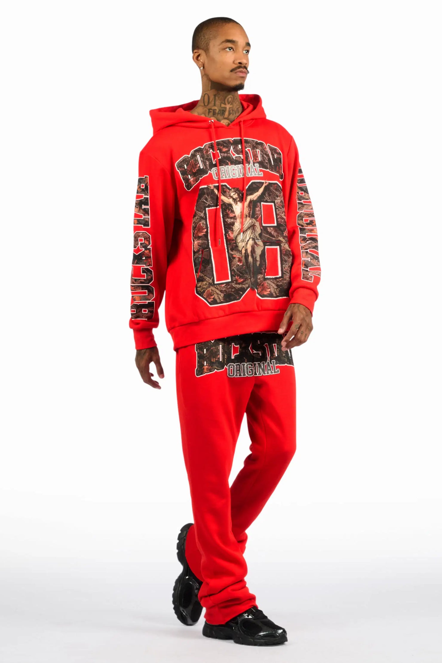 Fields Red Hoodie/Stacked Pant Track Set