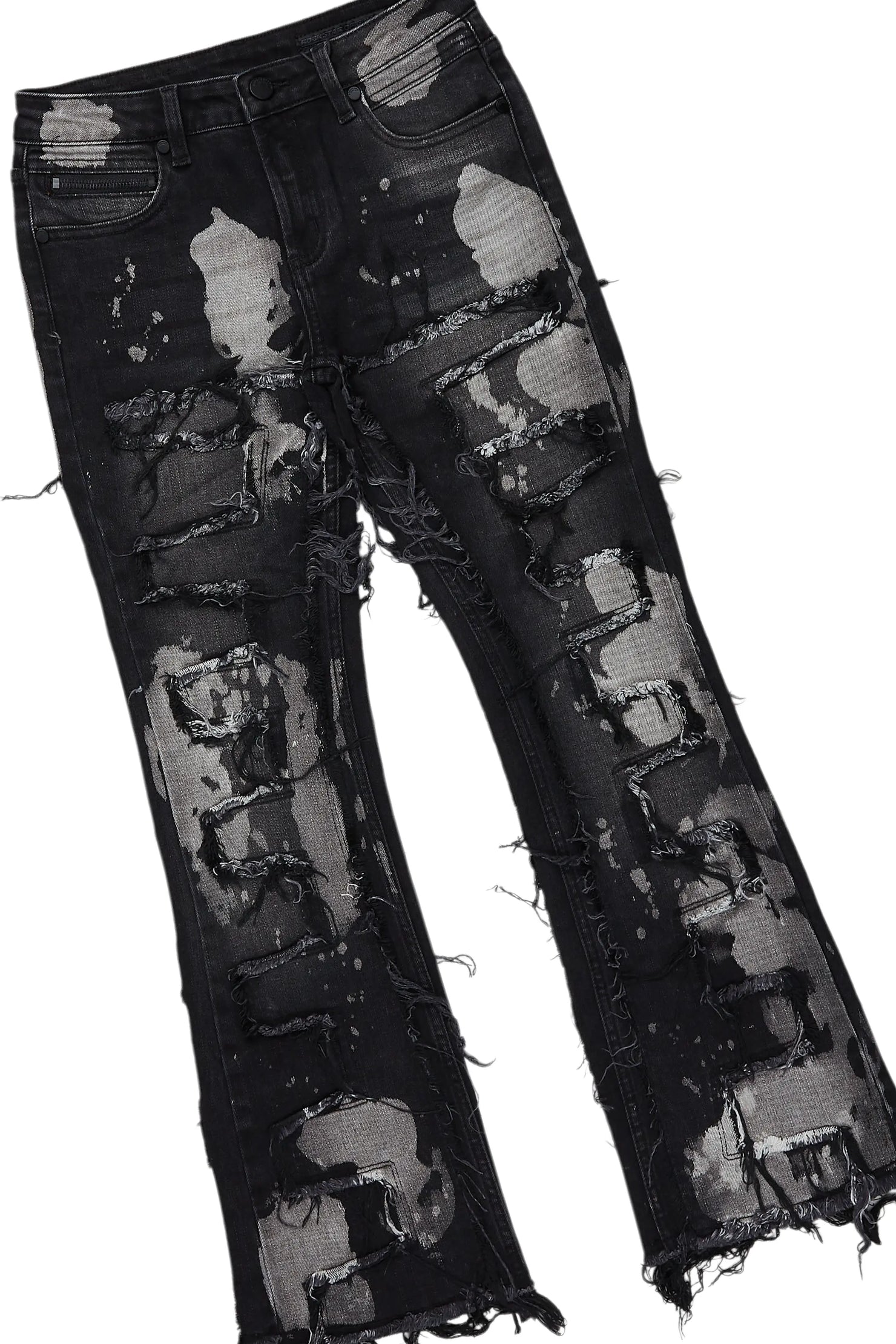 Boys Prudie Black Hoodie/Stacked Flare Jean Set