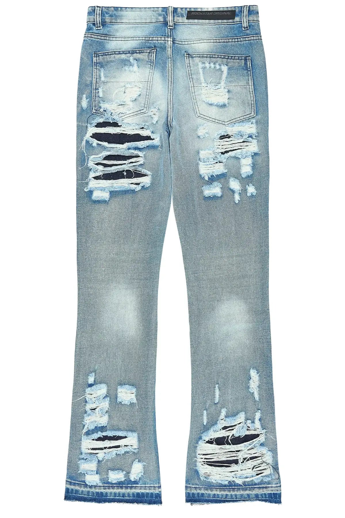 Mathey Light Blue Rhinestone Stacked Fit Jean