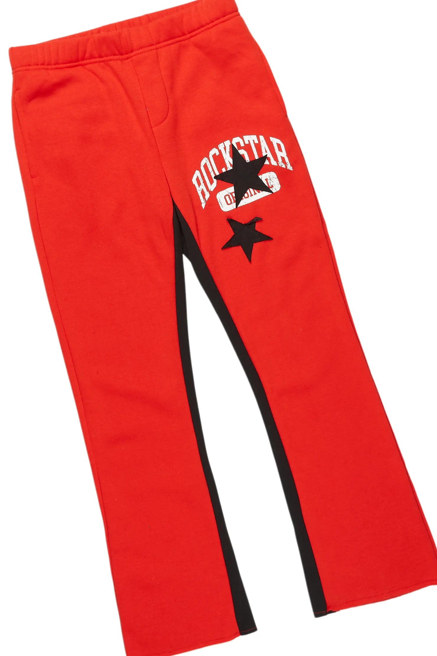 Boys Mallor Red/Black Baggy Stacked Hoodie Track Set