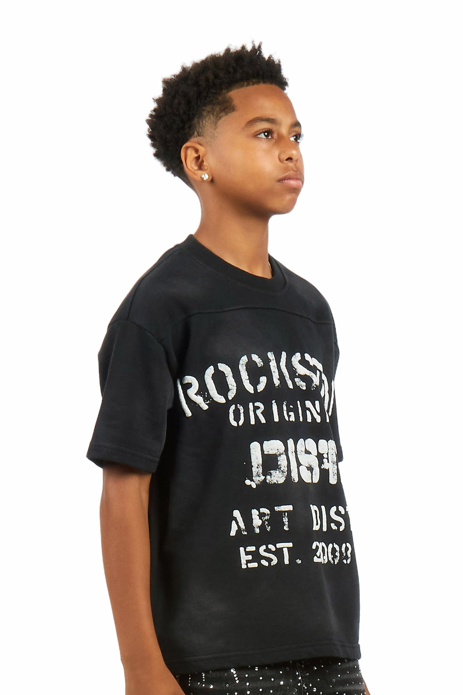 Boys Quin Black French Terry T-Shirt