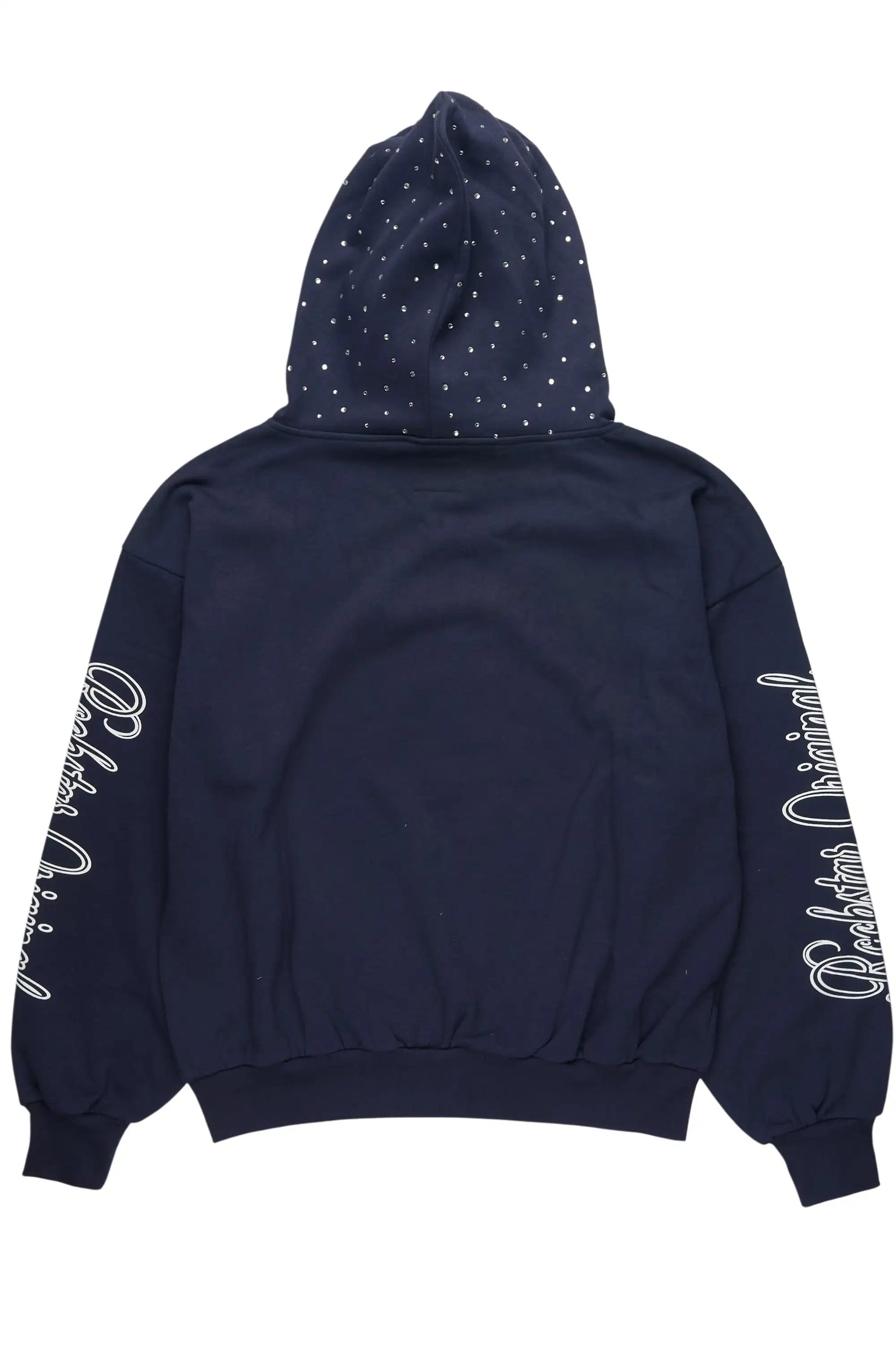 Dripped Navy Rhinestone Hoodie