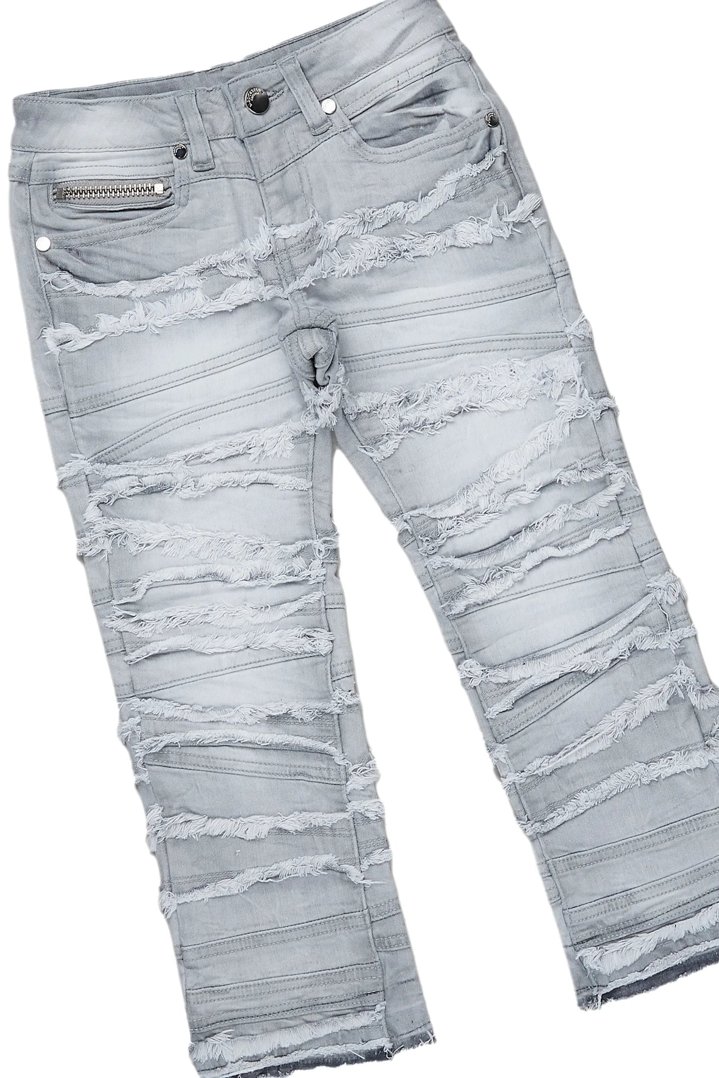 Boys Valar Vintage Black Hoodie/Stacked Flare Jean Set