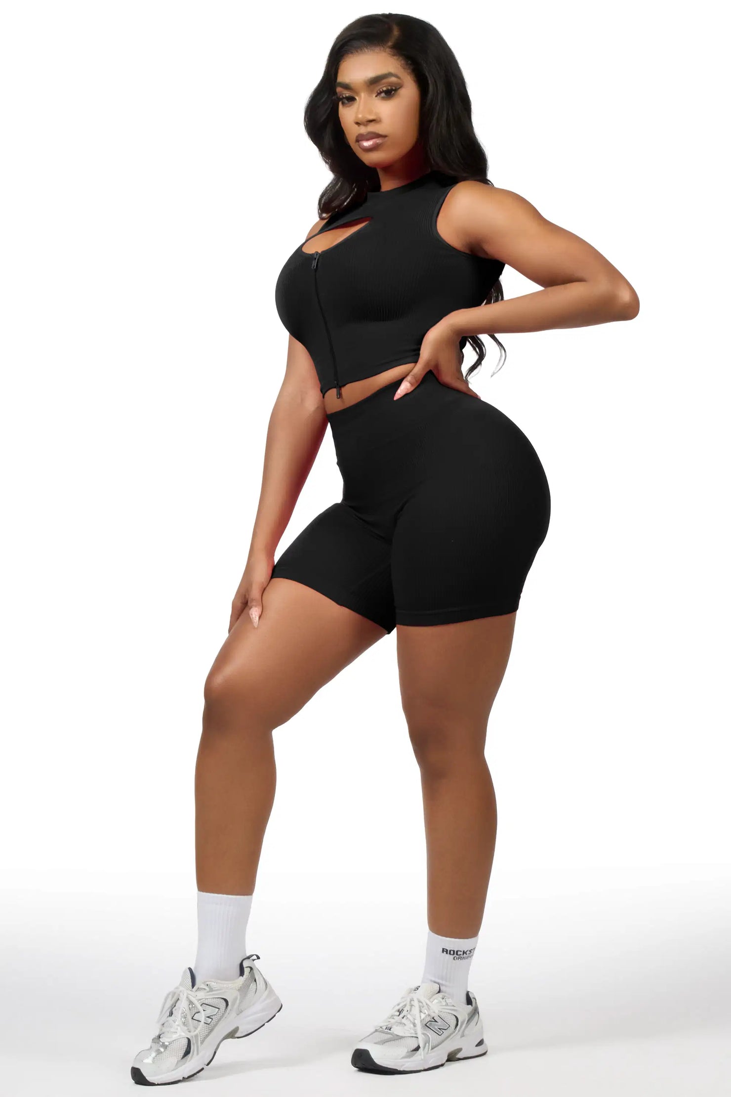 Sadique Black Active Bike Short Set
