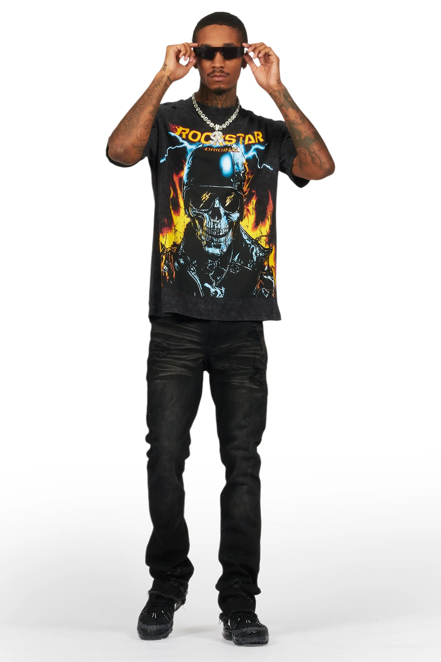 Balius Vintage Black Oversized Graphic T-Shirt