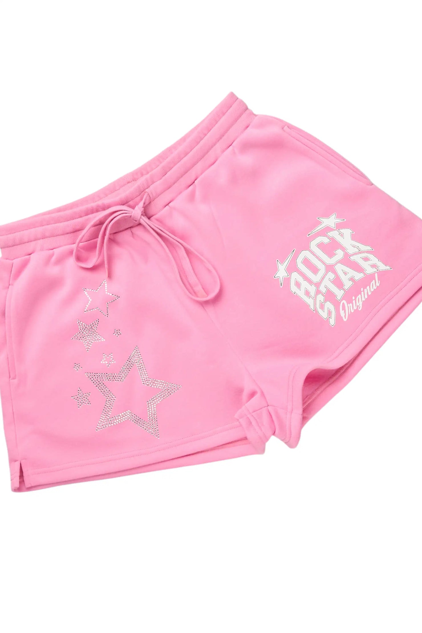 Flaveya White/Pink Rhinestone T-Shirt Short Set