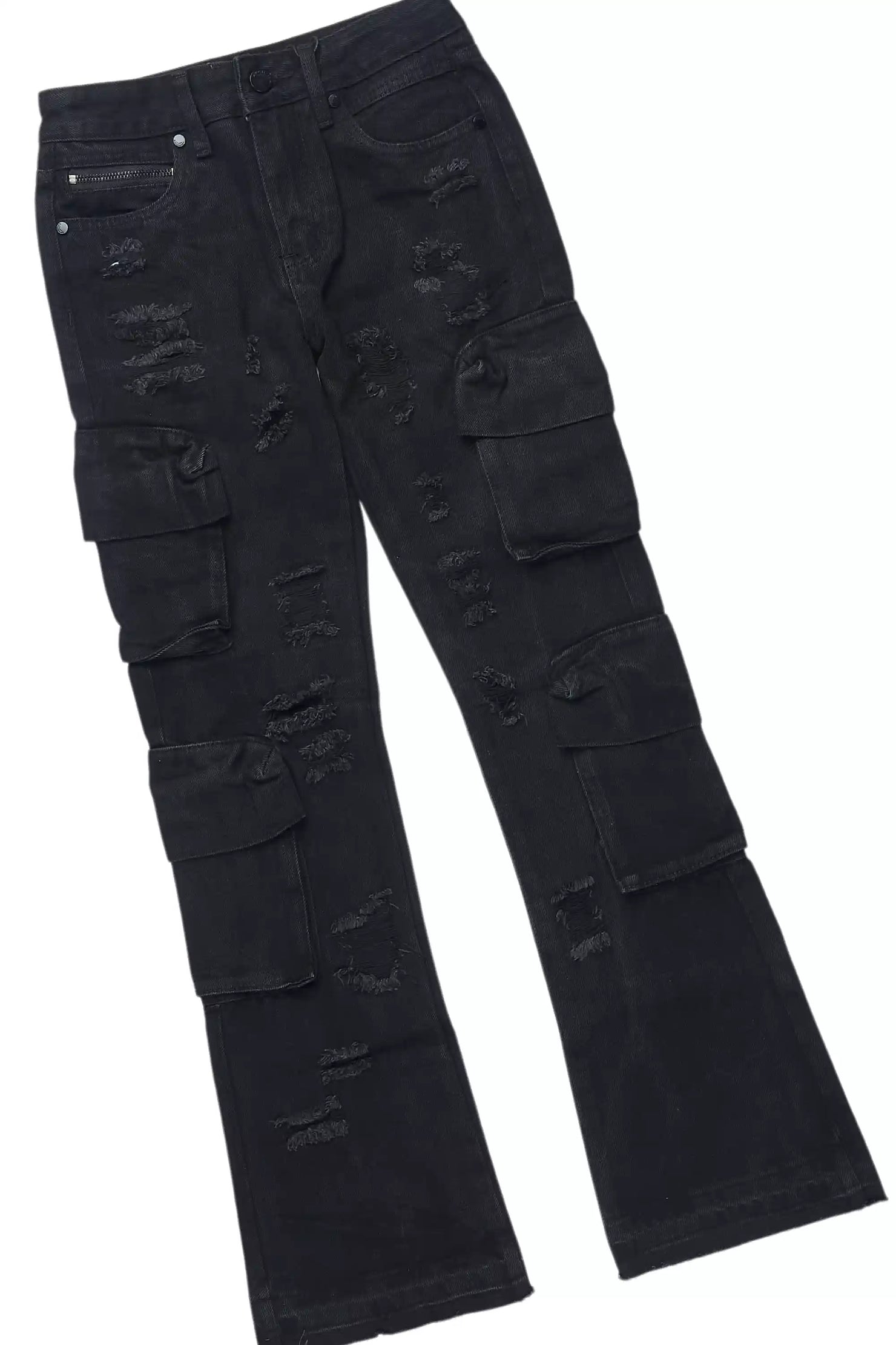 Boys Parsons Black/Yellow T-Shirt/Stacked Flare Jean Set