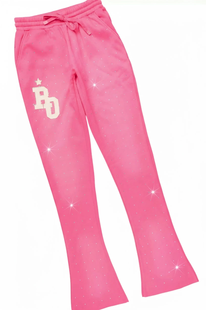 Tyona Pink Rhinestone Stacked Flare Track Set