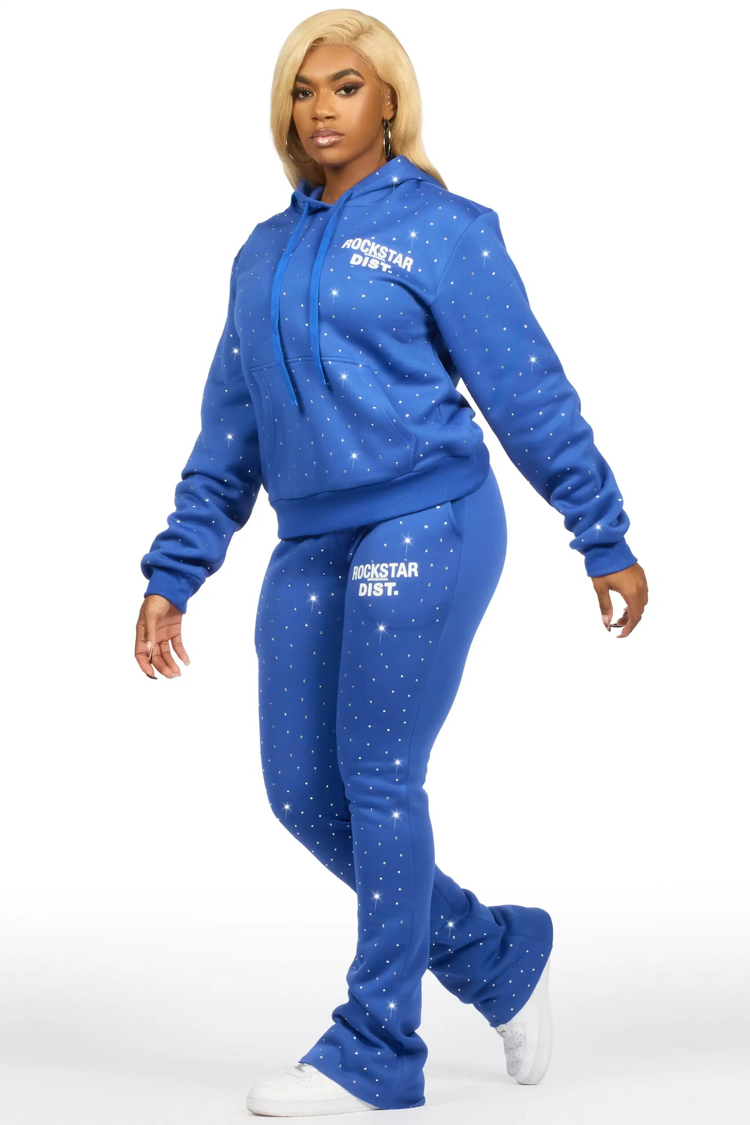 Shamoney Royal Blue Rhinestone Stacked Track Set