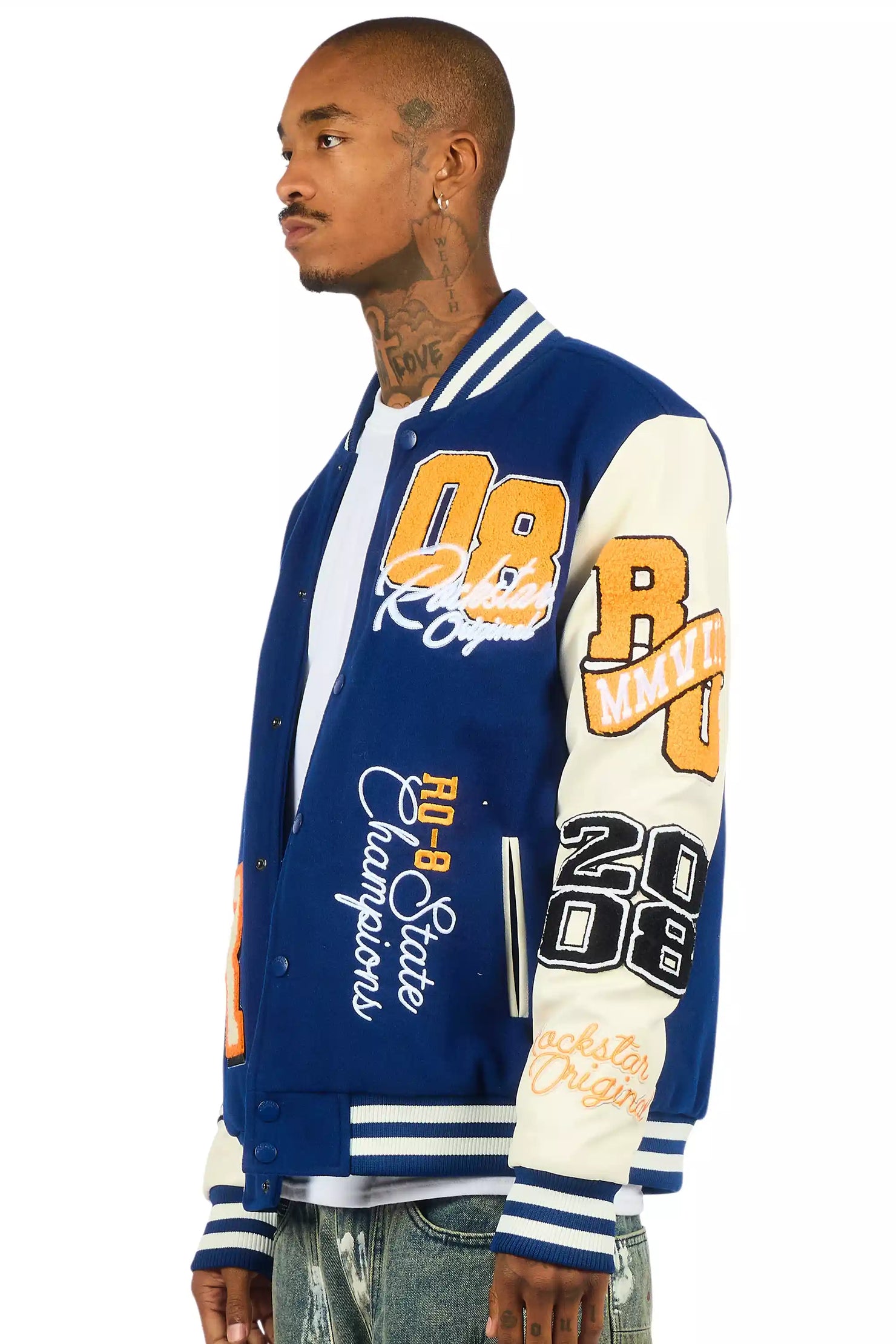 Forbidden Navy Varsity Jacket
