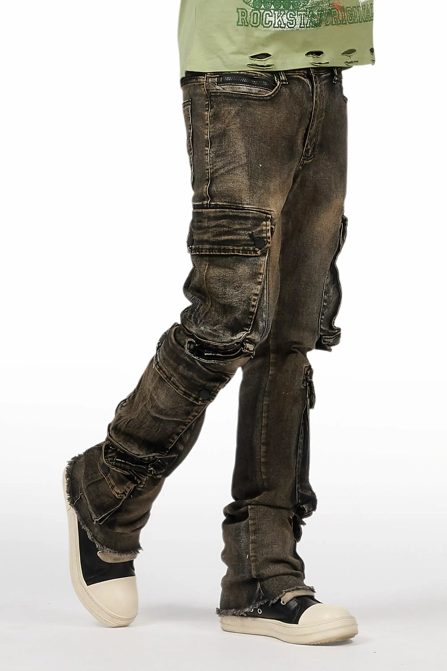 Cloudy Dark Grey Stacked Flare Jean