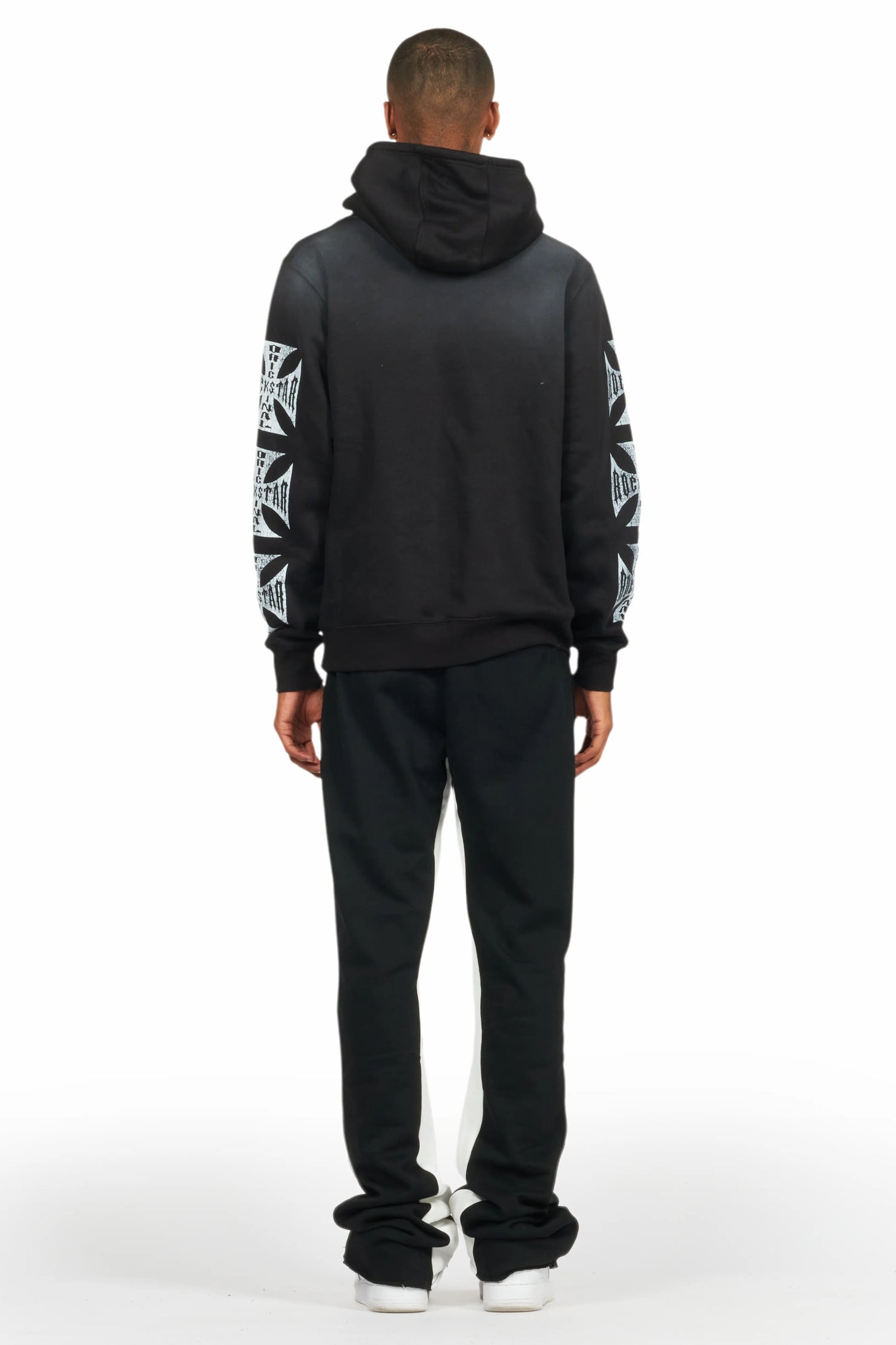 Uko Jet Black Stacked Baggy Track Pant