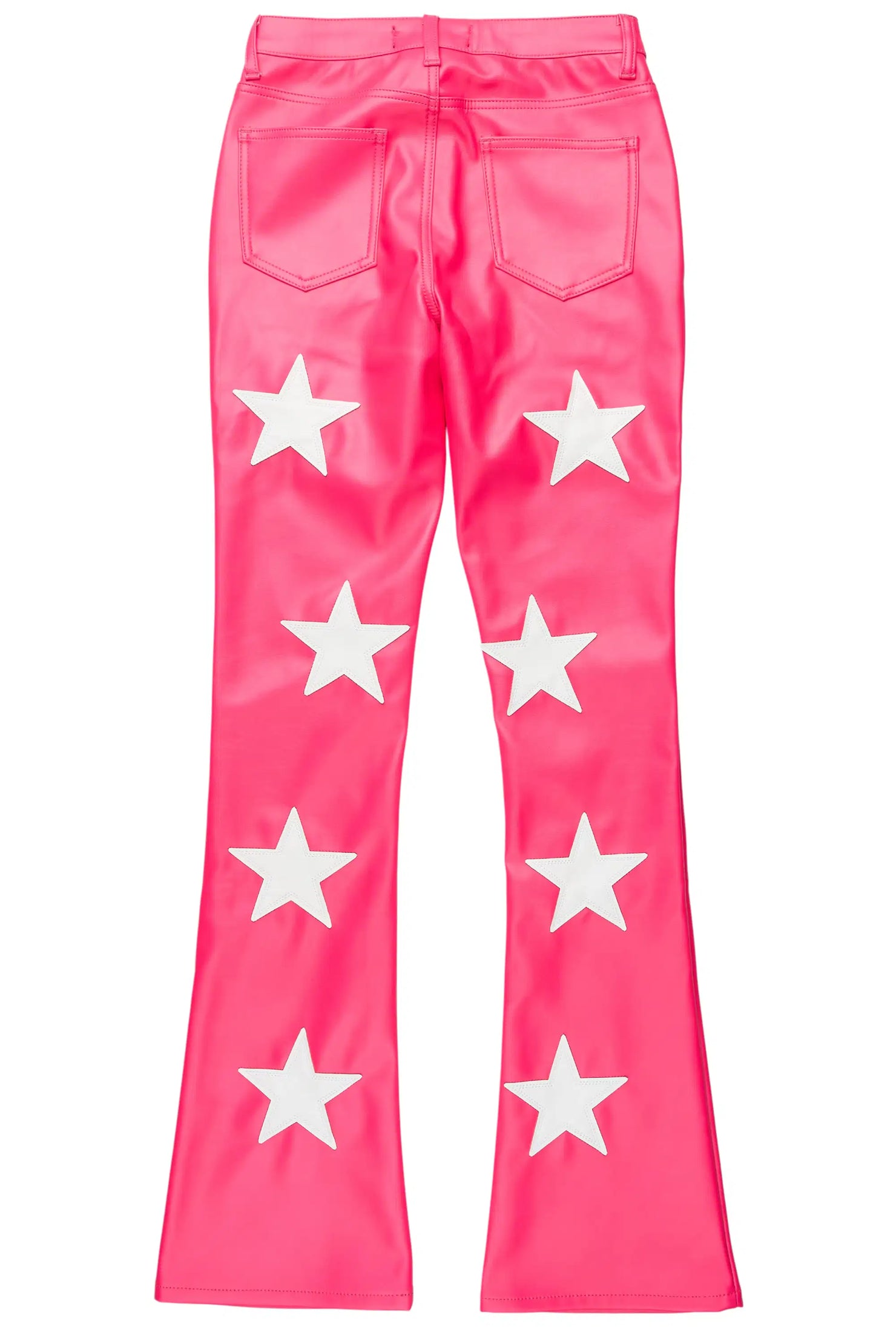 Takera Hot Pink PU Stacked Flare Pant