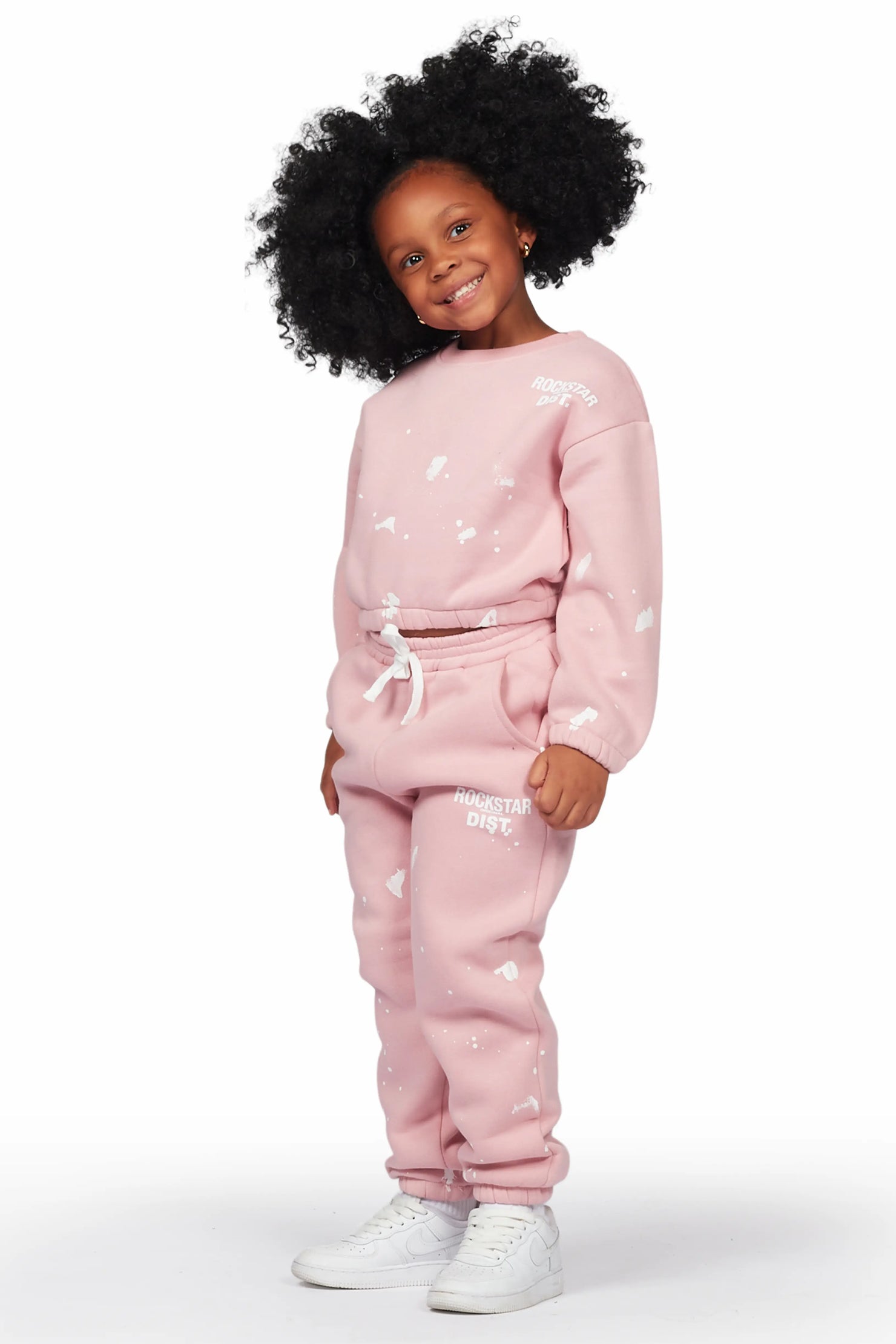 Girls Hadley Blush Crop Top Pant Set