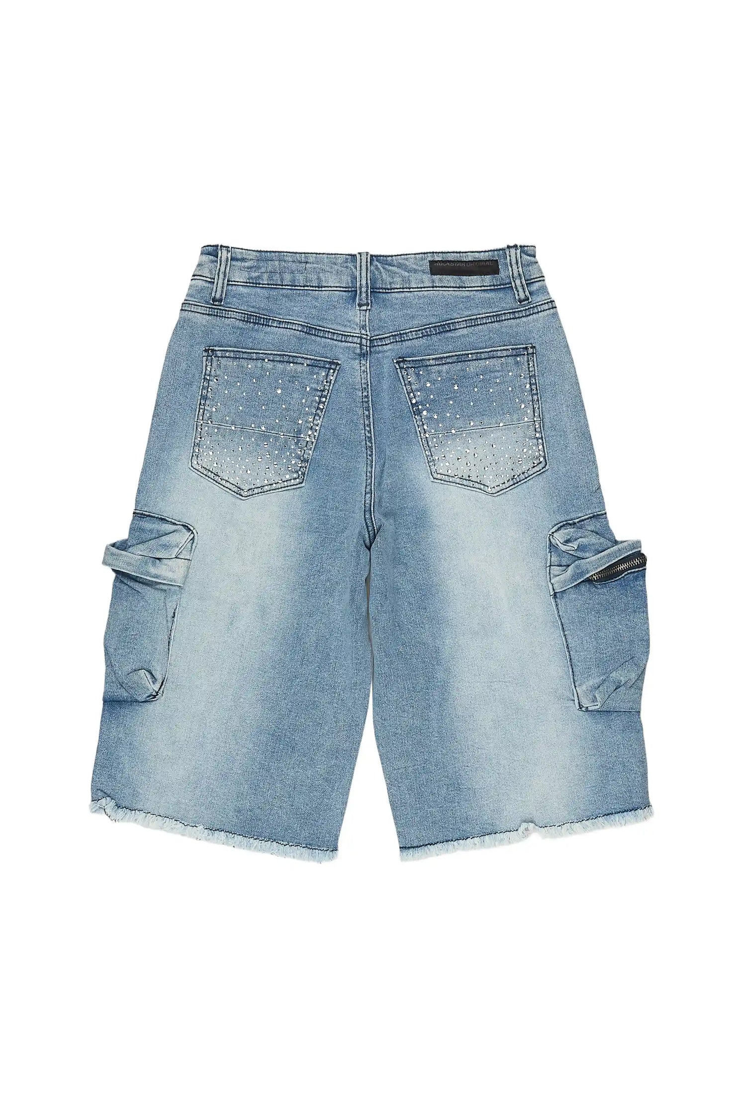 Boys Grand Light Wash Rhinestone Jort