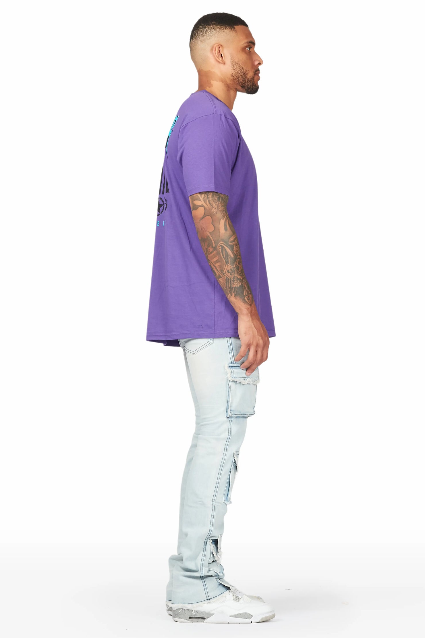 Zander Blue Stacked Flare Cargo Jean