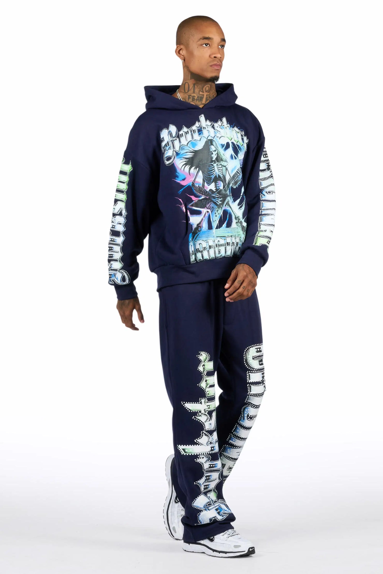 Nyxx Navy Hoodie/Baggy Pant Track Set